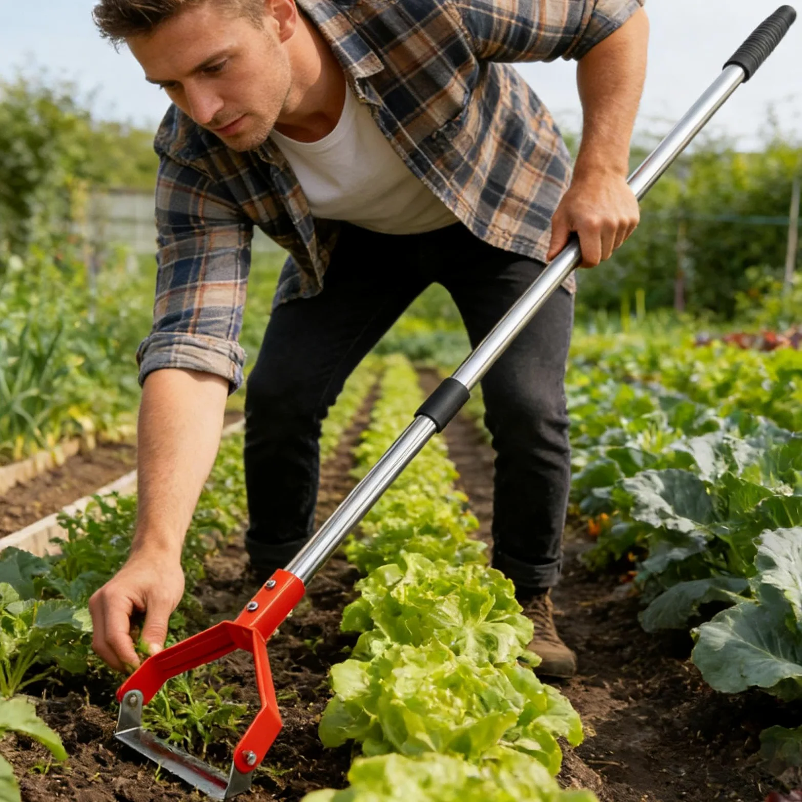 Sarcloir à Étrier Manche Long Pelle Ronde Robuste | À Étrier Pour Le Désherbage Du Jardin Pour Creuser Tranchée Détasser Sarcler Bordures Ferme Pelouse Arrière-cour