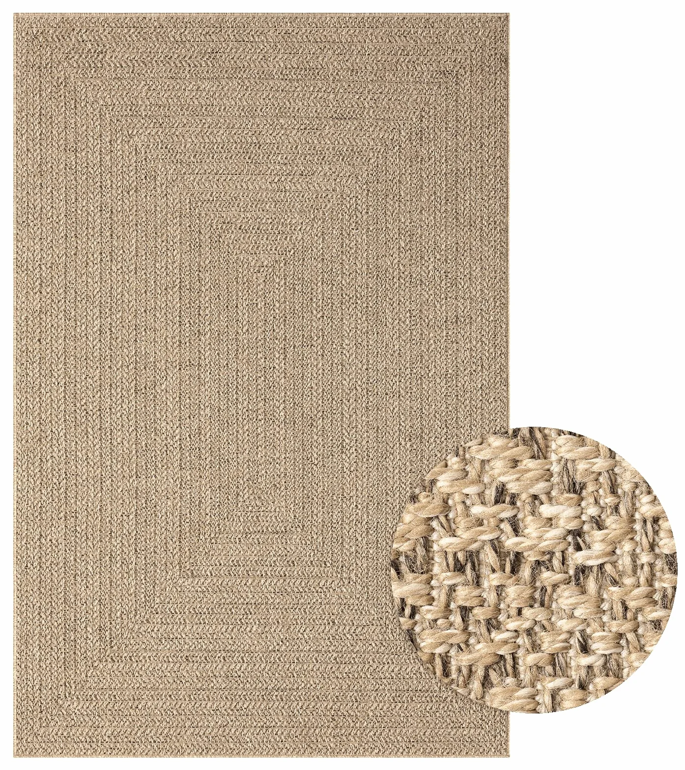 Mia´s Teppiche Soil - Tapis extérieur et intérieur résistant aux intempéries, Aspect Jute Naturel, idéal pour terrasse, Balcon et Jardin, env. 140 x 200 cm