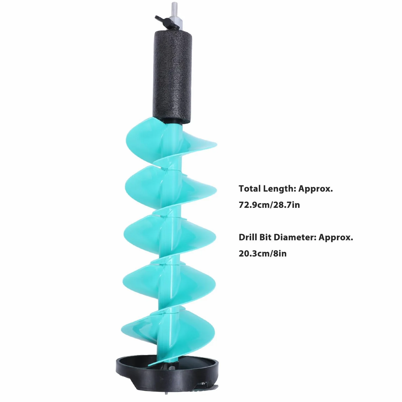 Foret à tarière pour pêche sur glace, 8 po x 28,7 po, nylon flottant | Lames de coupe en carbure pour percer des trous dans la glace avec une perceuse électrique