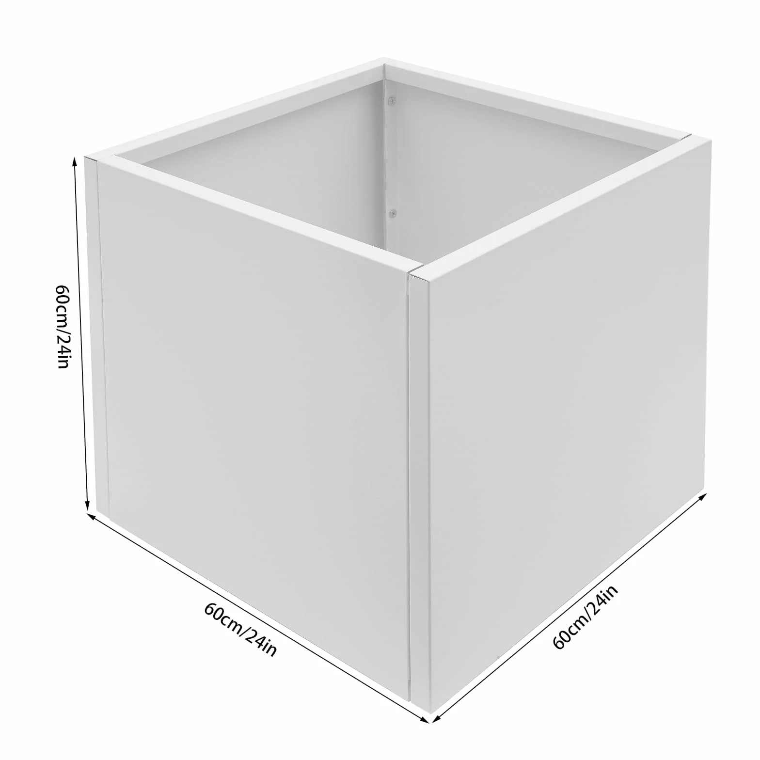 Jardinière Carrée 60x60x60cm Acier Pot à Plantes Cubique Extérieur Blanc