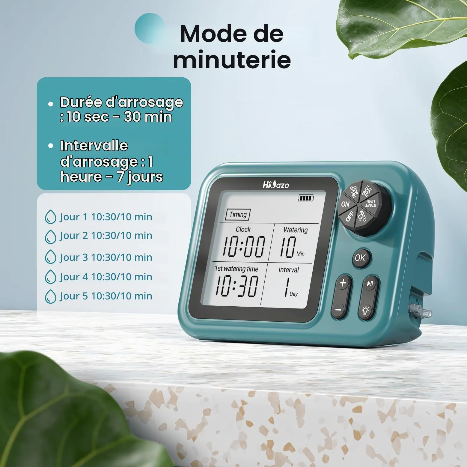 Kit d'Arrosage Goutte à Goutte Automatique Solaire, Programmateur Large Écran 3,5", Irrigation Racinaire Précise pour Jusqu’à 15 Plantes, Pompe 800 ml/min pour balcon et jardin