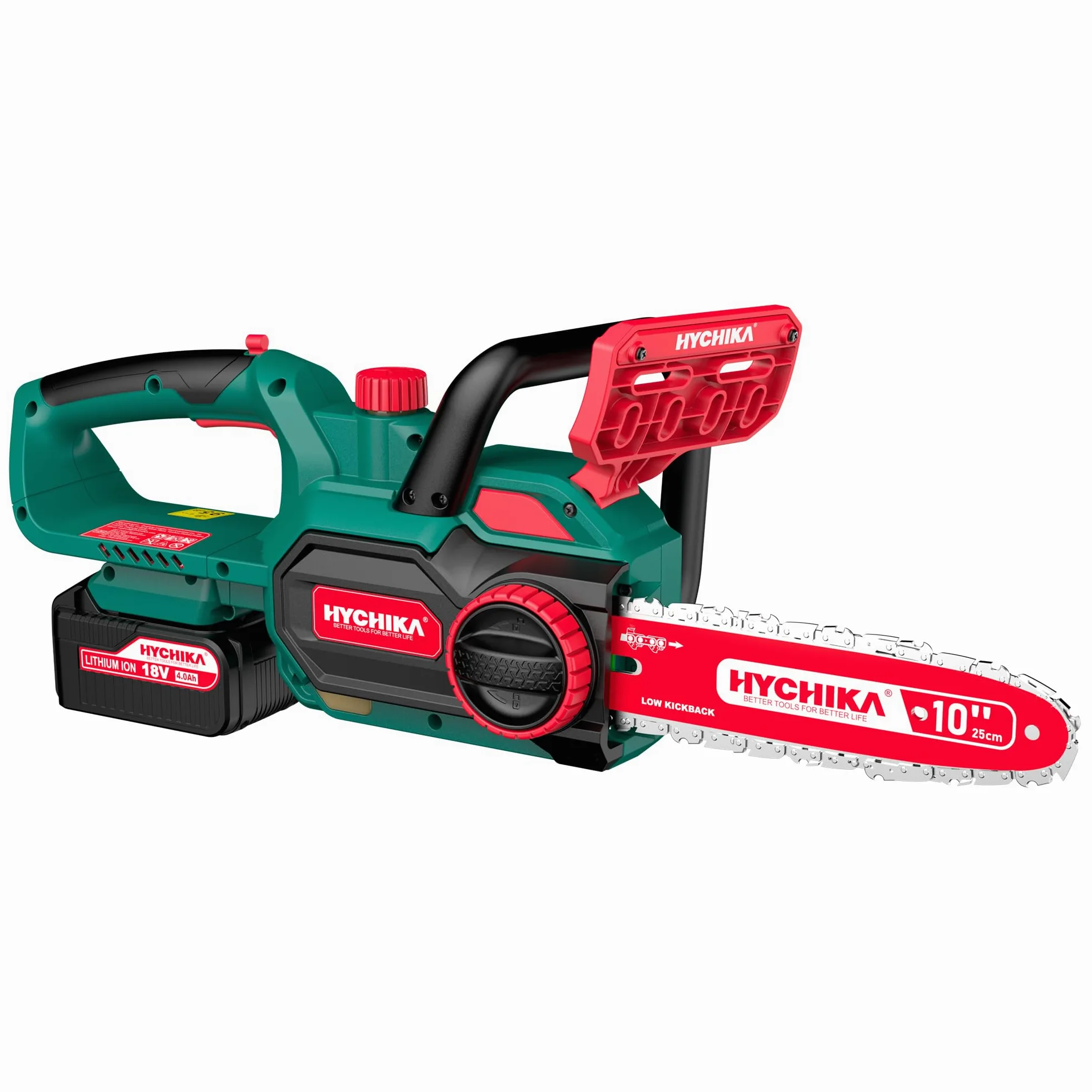 HYCHIKA – Tronçonneuse électrique avec chaîne de 25,4 cm, scie à chaîne sans fil 18 V avec batterie de 4000 mAh et chargeur, scies électriques pour couper le bois et les arbres, scie à arbre à essence