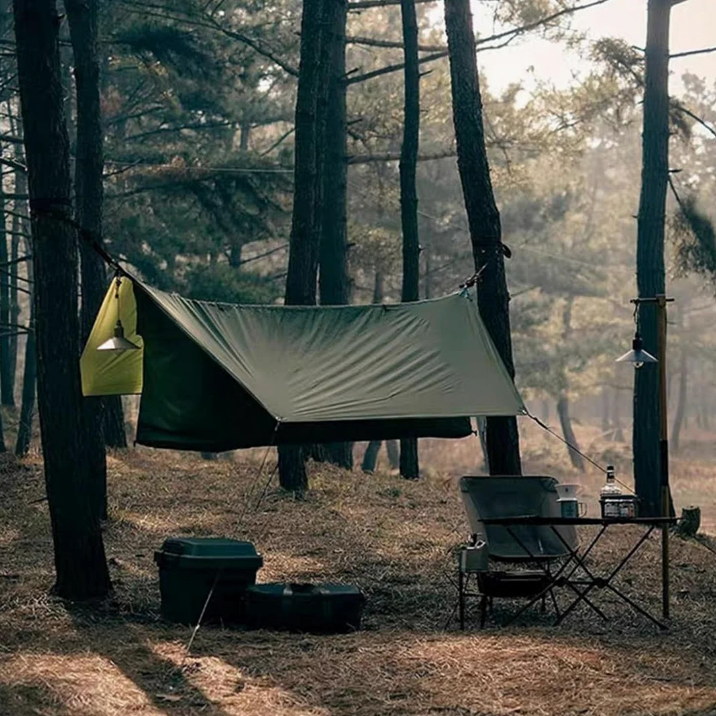 TFixol Hamac de camping gonflable pour lit simple, léger, portable, balançoire, pour la maison, le camping, la randonnée, les voyages, la randonnée - Vert moustique
