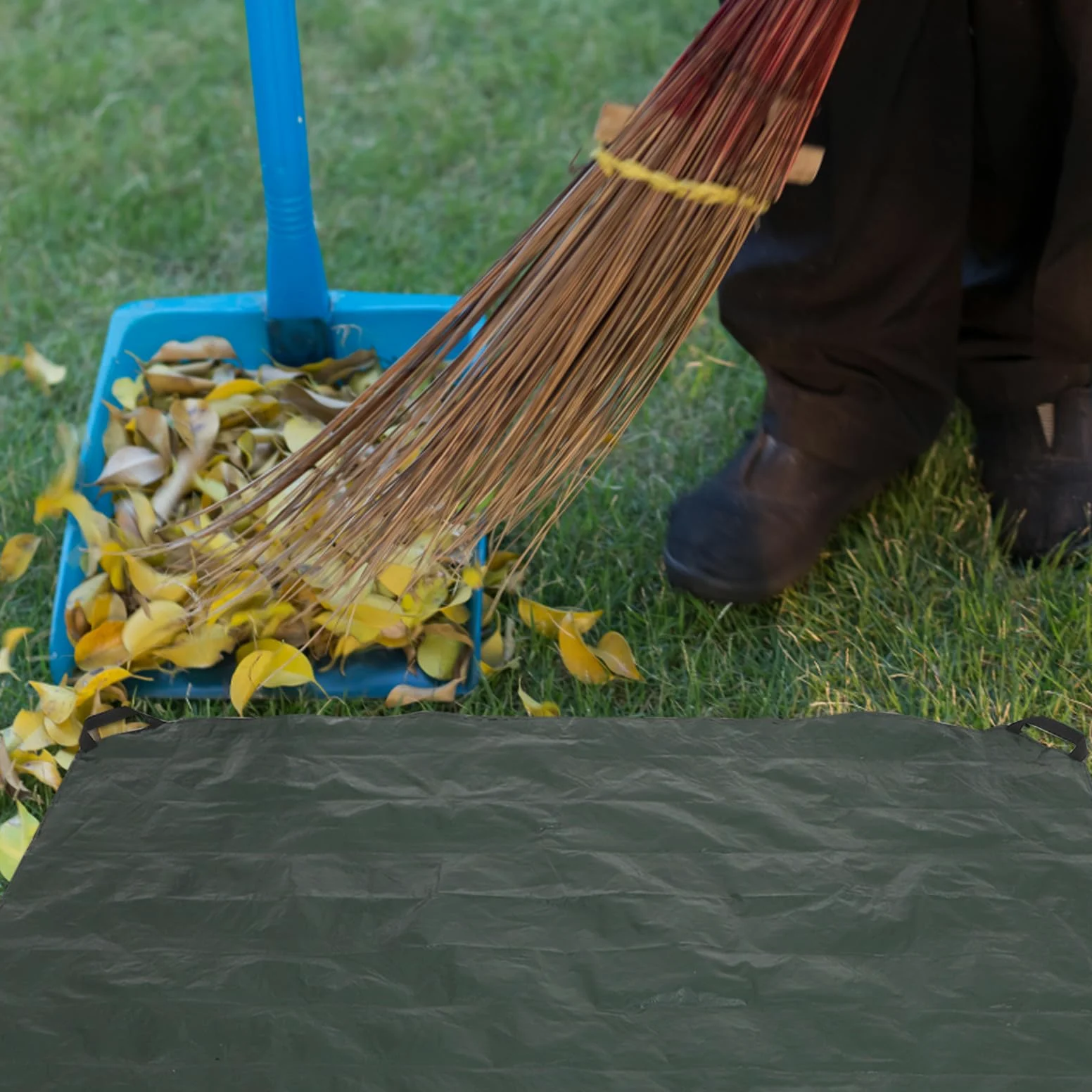 SEWACC Bâche de Jardin Pliable 198X198 M en Polyéthylène Tissé Robuste avec Poignées pour Collecte et Ramassage des Feuilles Paquet Réutilisable pour Déchets de Pelouse et Nettoyage