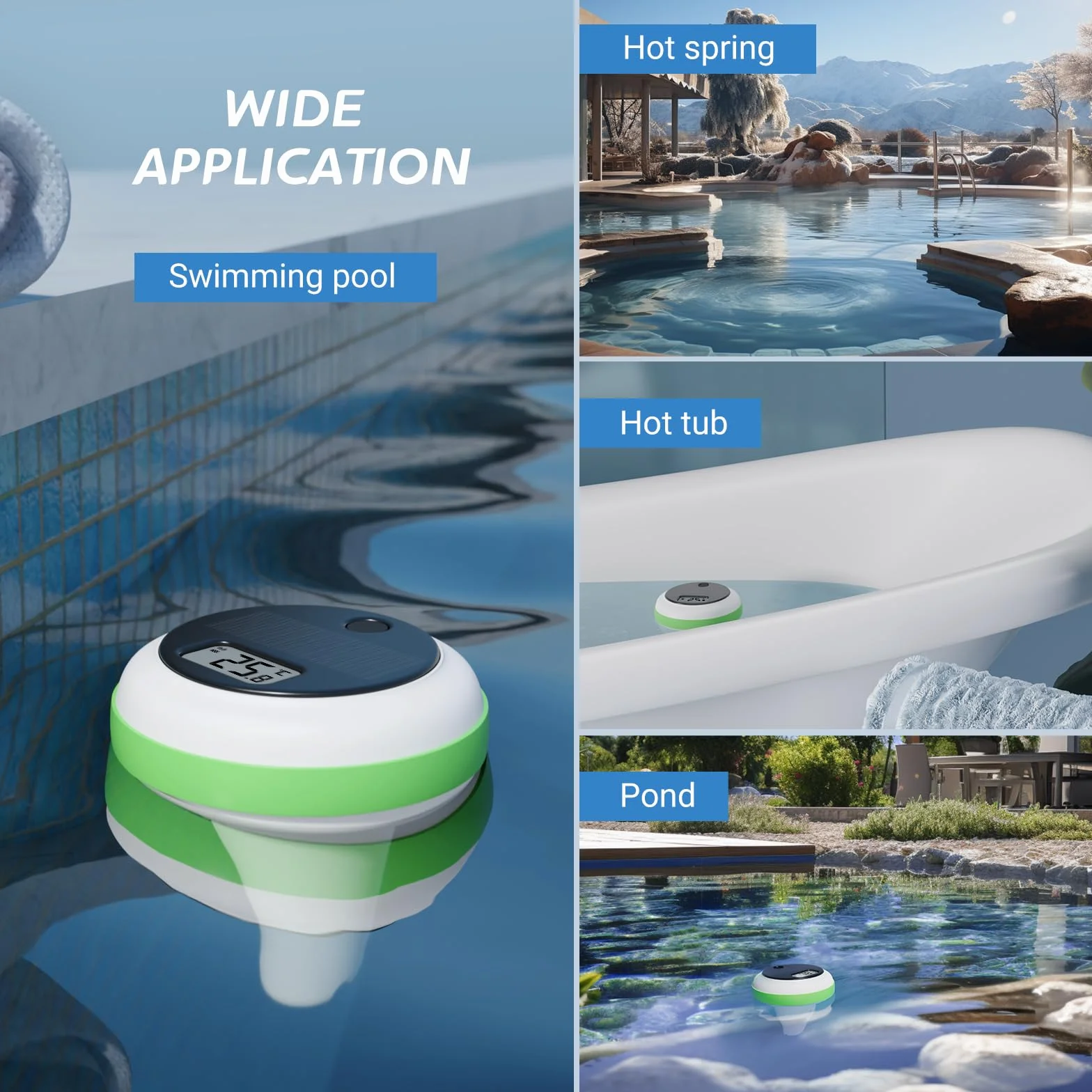 Inkbird Thermomètre Piscine Solaire avec Moniteur, Étanche IP68 | Connexion Sans Fil, Moniteur Multifonctionnel Télécommande, Spa Bassin Aquarium