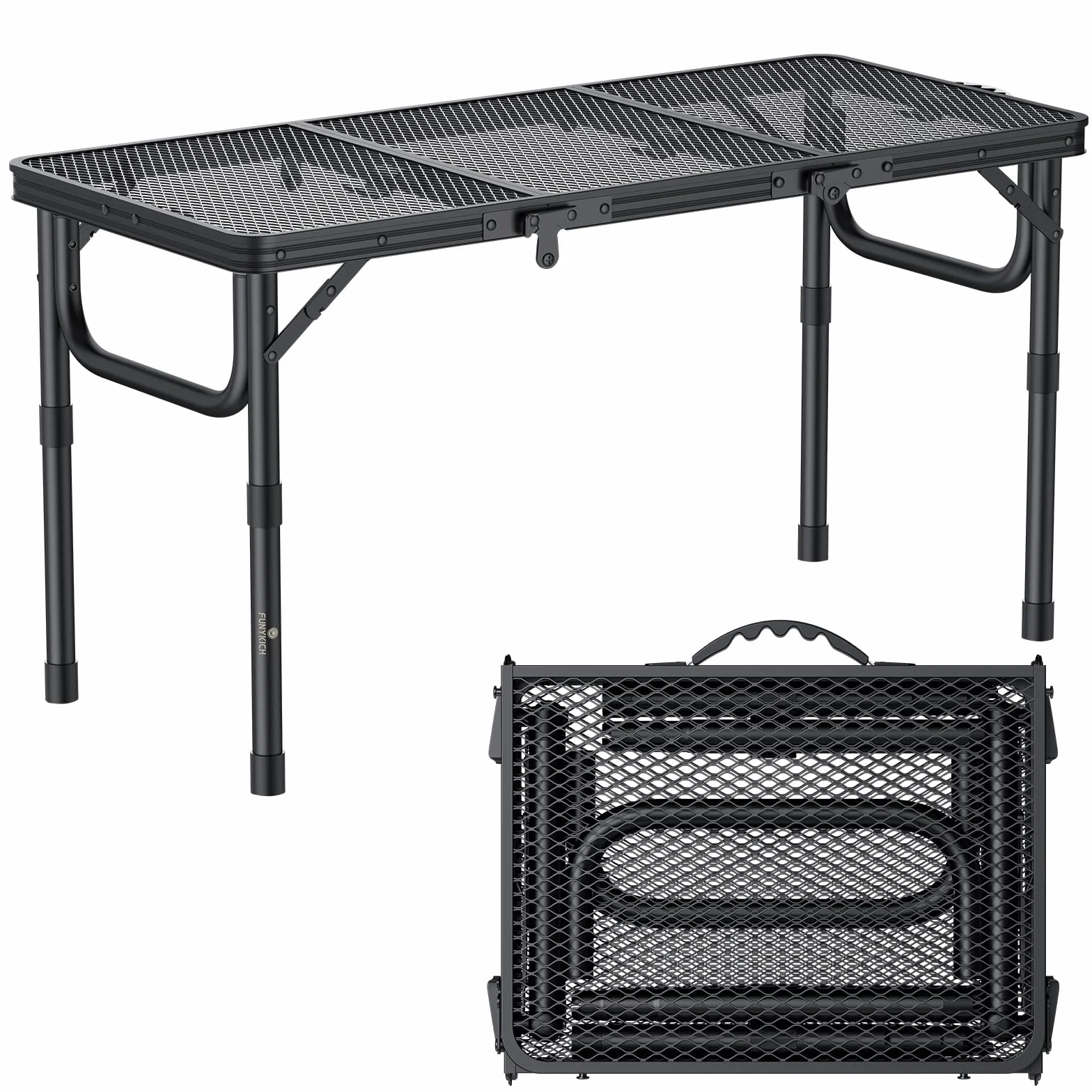 FUNYKICH Table Pliante d'Extérieur 87x40cm Aluminium Léger Capacité 30kg Noir