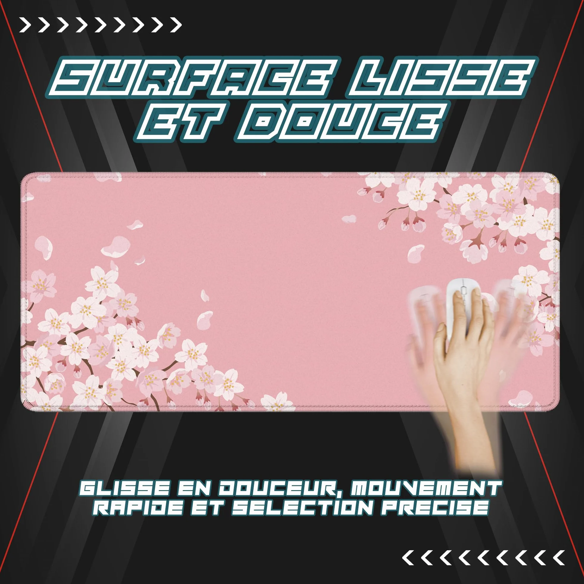 Grand Tapis De Souris XXL Gaming 90x40cm Rose Sakura