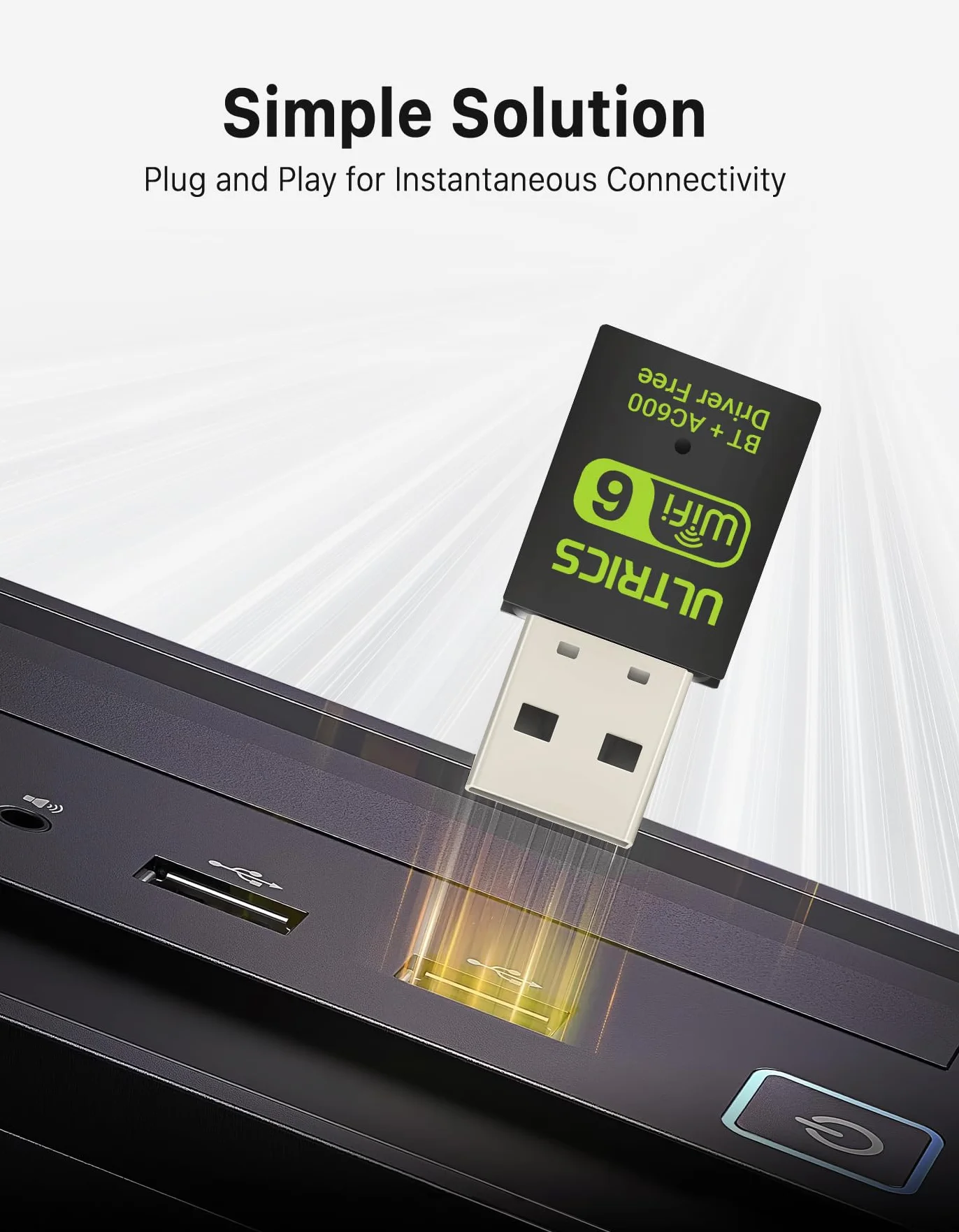 ULTRICS Bluetooth WiFi USB Adapter 5GHz/2.4GHz 600Mbps Dual Band Wireless Dongle for PC Windows 11/10/8/7/XP