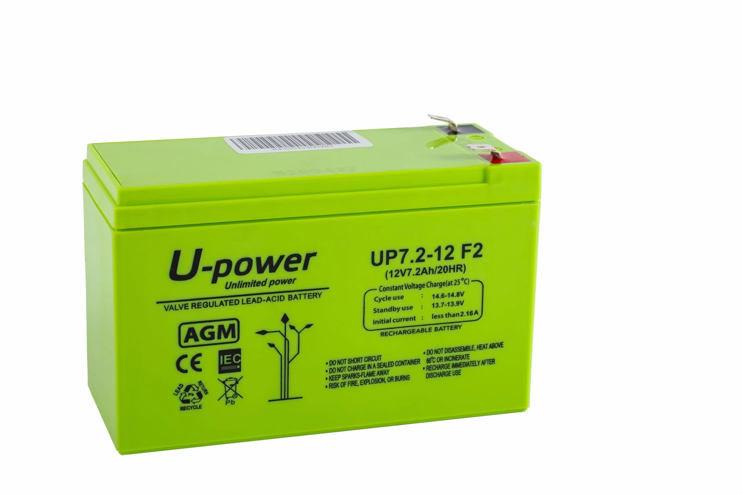 Batería U-Power Plomb AGM 12V 7.2Ah F2 6,3mm