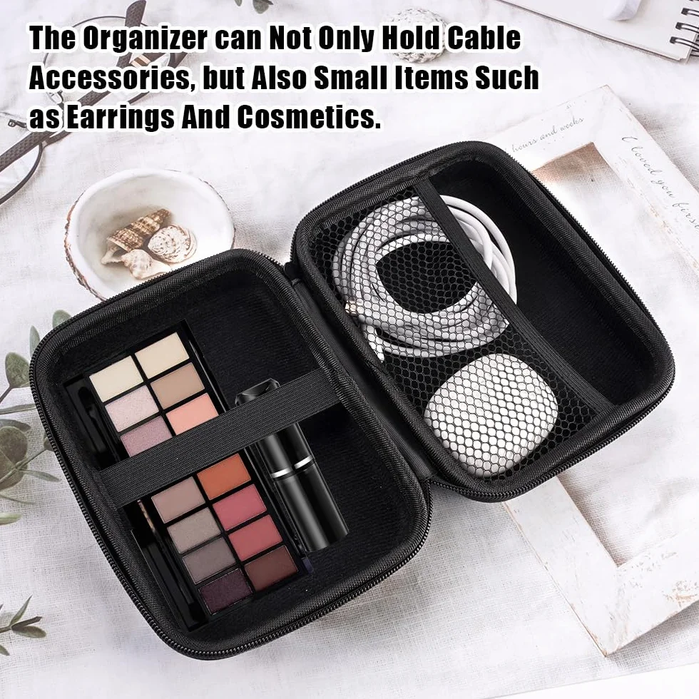 Rigid Tech Pouch Étui Rigide Imperméable pour Câble USB Chargeur 16x12x6 cm Noir