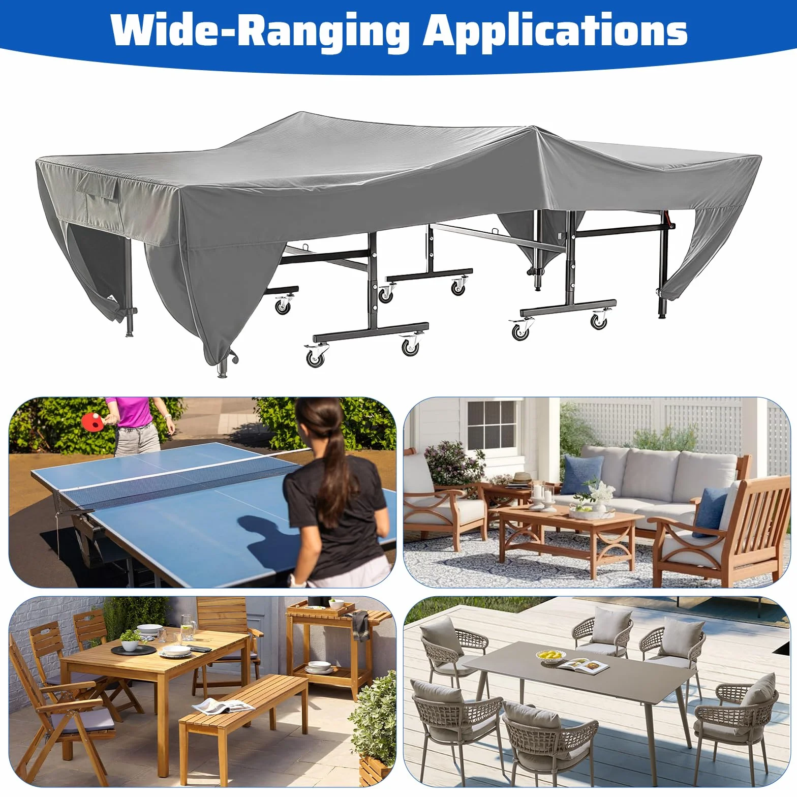 GAESHOW Housse de Table de Ping-Pong Pliable, 280 x 153 x 73cm, Polyester, avec Dispositifs de Verrouillage