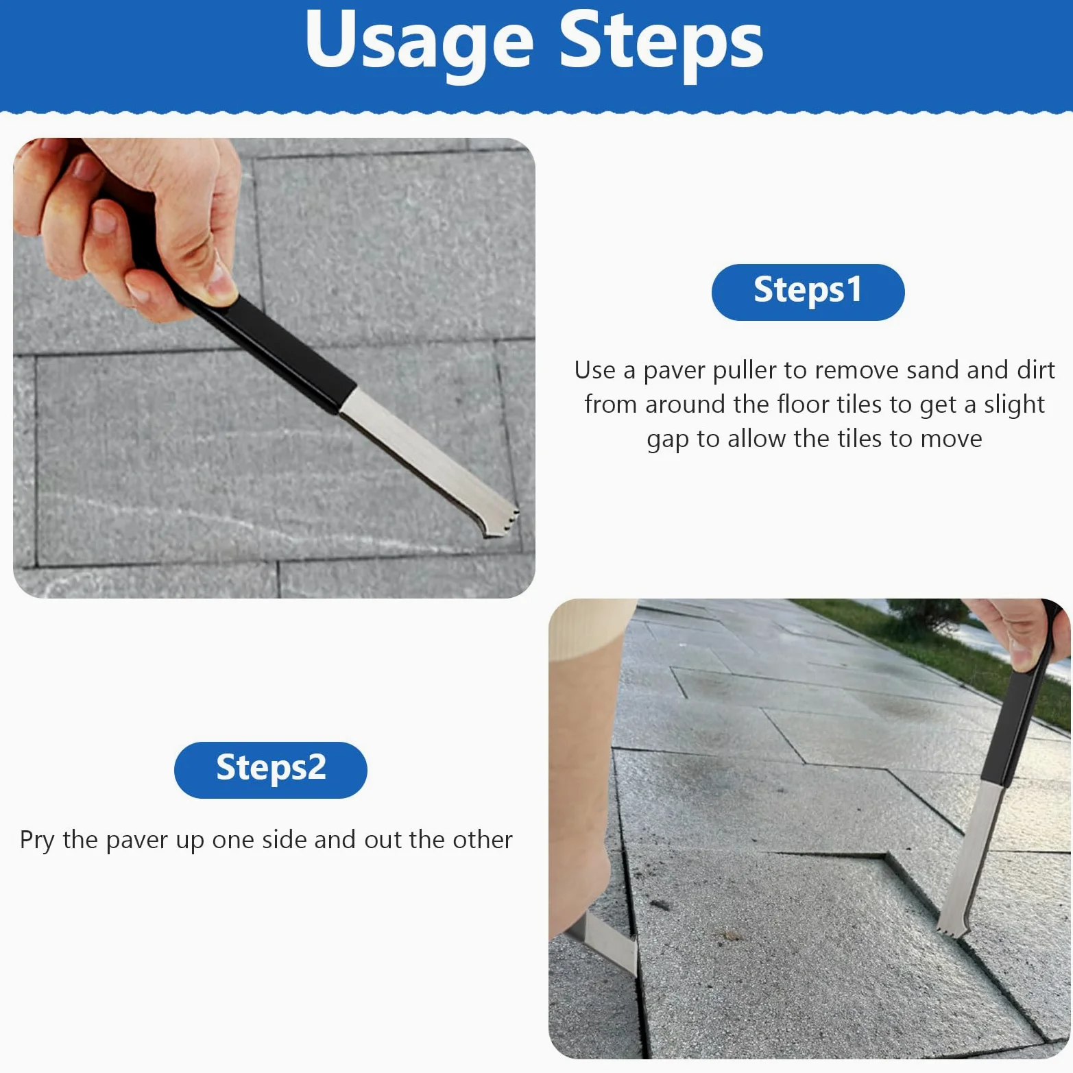 Yosoo Health Gear Lot de 2 extracteurs de pavés, outil de retrait de pavé, grattoir à double joint pour briques, pierres, blocs de pavés, outil d'extraction pour jardin, pelouse, cour, patio, pavé
