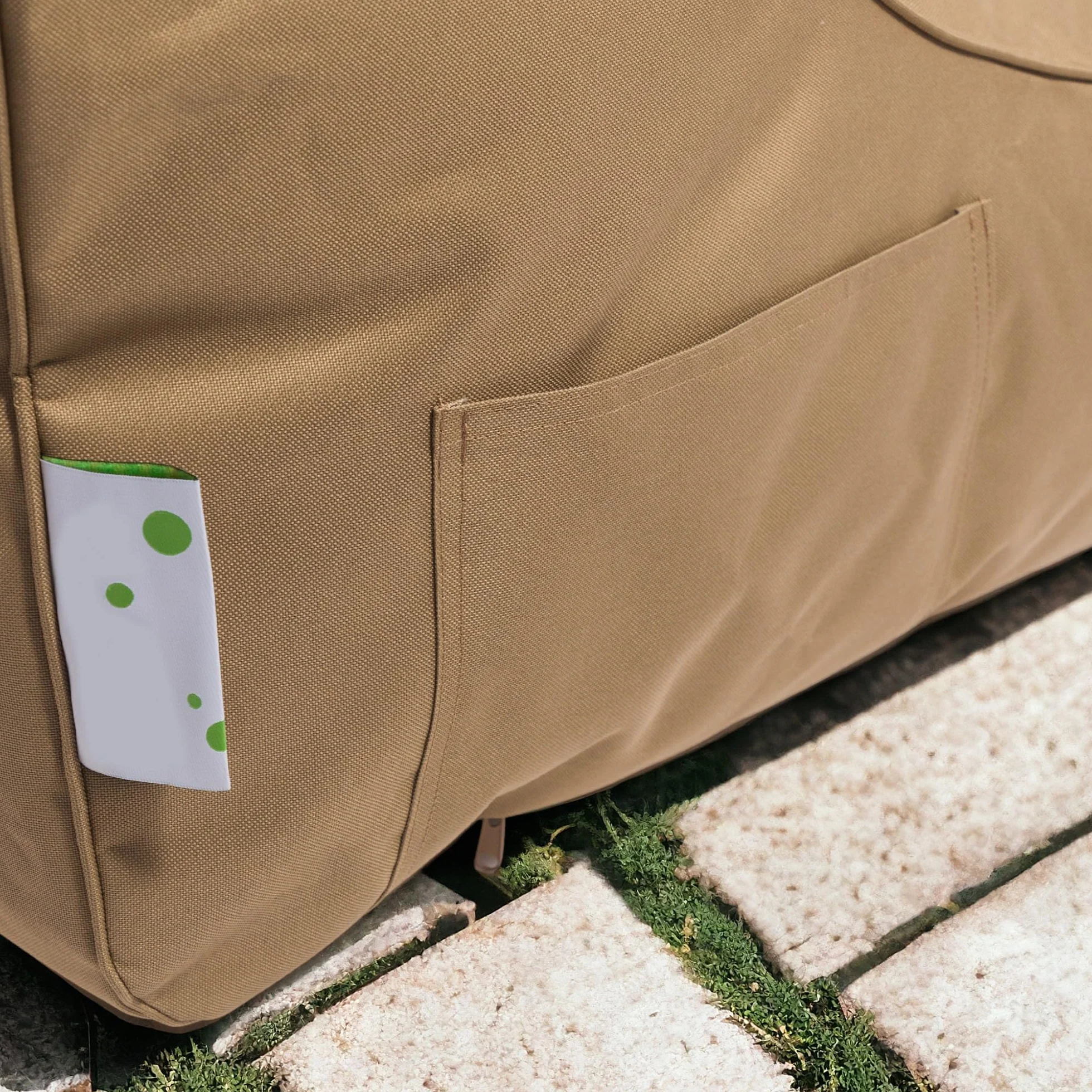 Ecopuf Master Polyester Canapé Pouf Outdoor Chaise Longue avec Pochette de Rangement et Poignée 115x65x60cm Beige