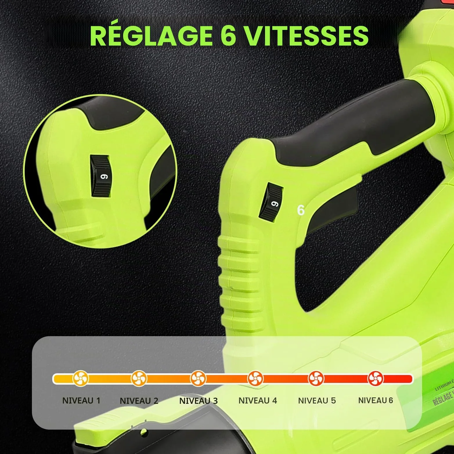 Souffleur de Feuilles sans Fil Nexalite 21V, 2x4Ah, 172 km/h, 6 Vitesses | 172 km/h + moteur 280W; 2 batteries 4Ah (30–40 min); 1,3 kg; 2 buses; jardin, allées, garage, voiture
