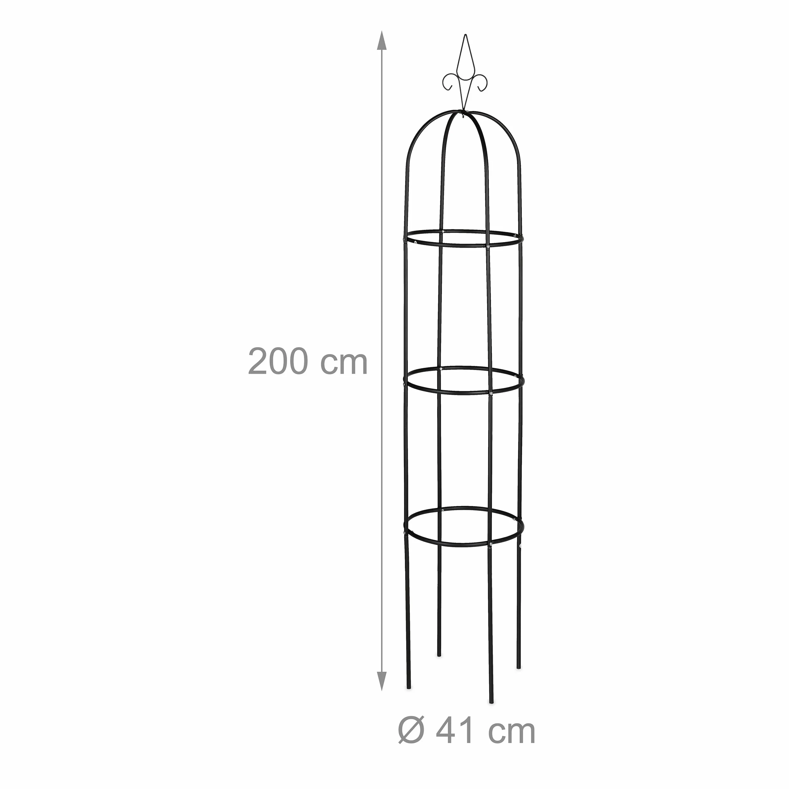 Relaxdays Tuteur à tomates en Lot de 2, Support pour Plantes grimpantes, Acier, Non Fixe, 200 cm de Haut, Noir