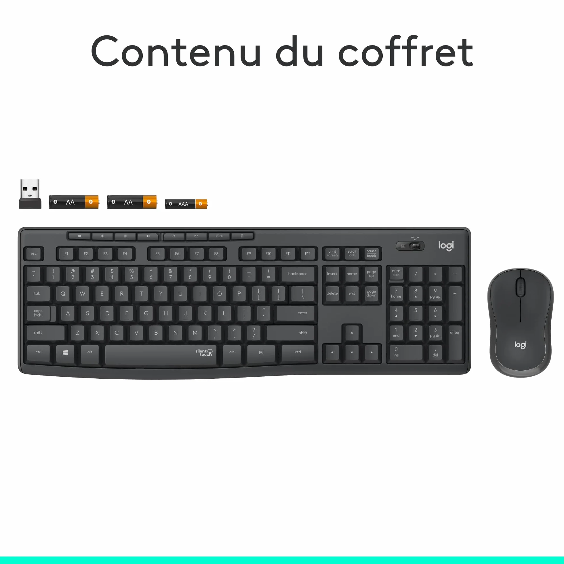 Logitech MK295 Silent ensemble souris et clavier sans fil SilentTouch AZERTY Français Gris