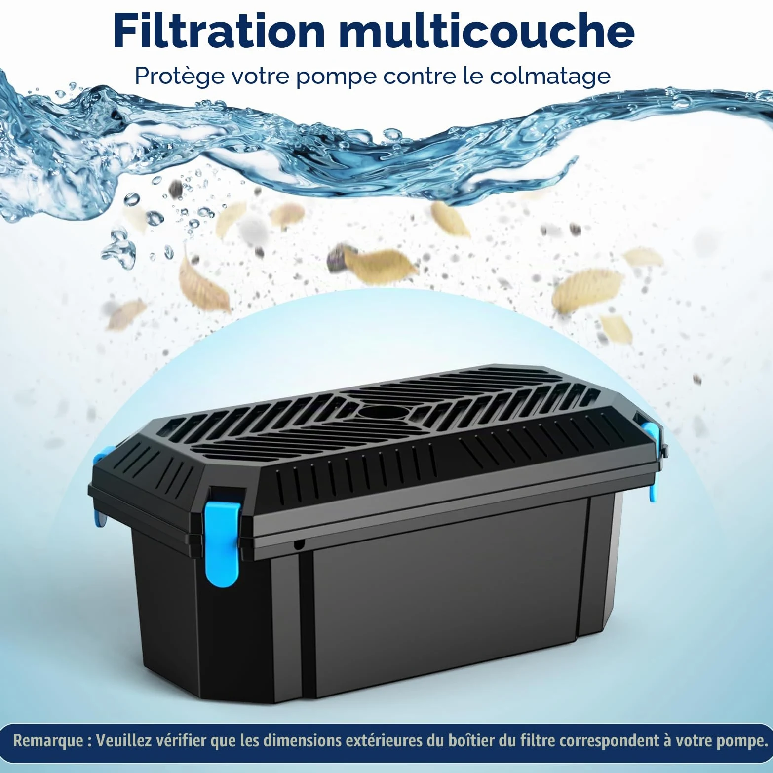 POPOSOAP Kit de filtre d'étang pour extérieur - Ensemble de protection de pompe et de traitement de l'eau pour étangs de 350-2000 L, avec 2 tapis filtrants et 20 boules bio (Pas de pompe)