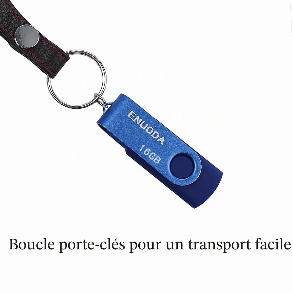 ENUODA Clé USB 16 Go Lot de 2 USB 2.0 Flash Drive avec Lumière LED Bleu Violet