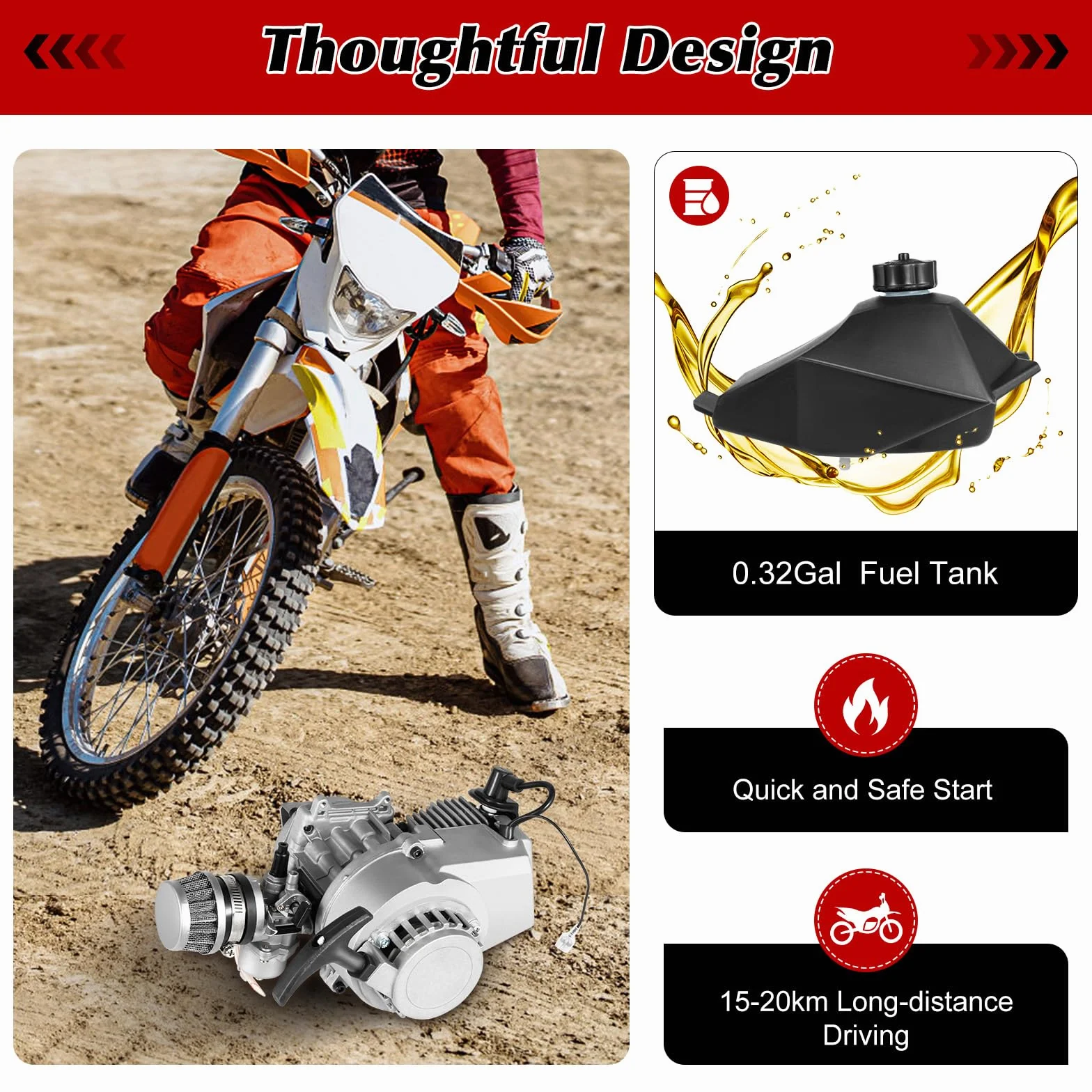 Kit démarrage mini moteur 2 temps 49 cc pour Pocket Quad Dirt Bike