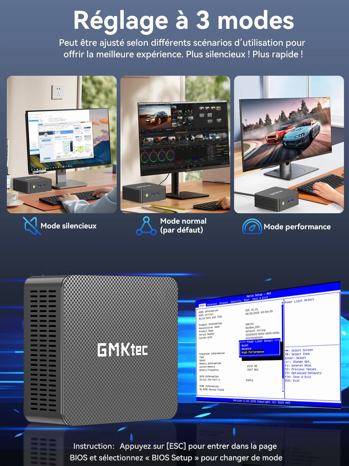 GMKtec G3 Pro Mini PC Intel i3-10110U 16Go DDR4 RAM 512Go SSD WiFi6 BT5.2 2.5G LAN