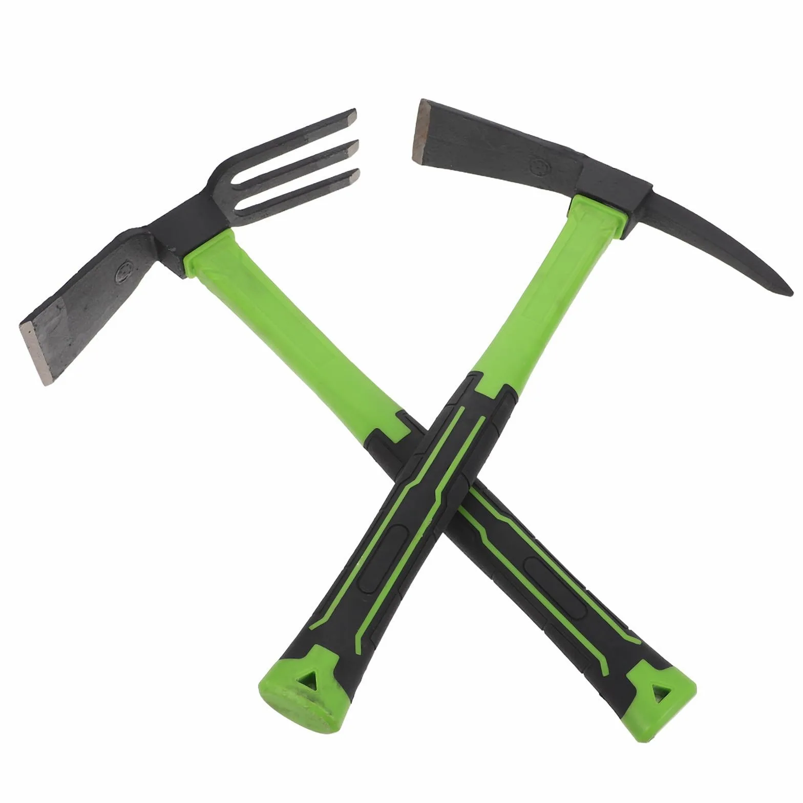 INOOMP Ensemble de 1 houe, cultivateur et râteau à main pour jardin, | Houe et râteau robustes en acier au manganèse, outils de désherbage et de bêchage avec trou de suspension pour