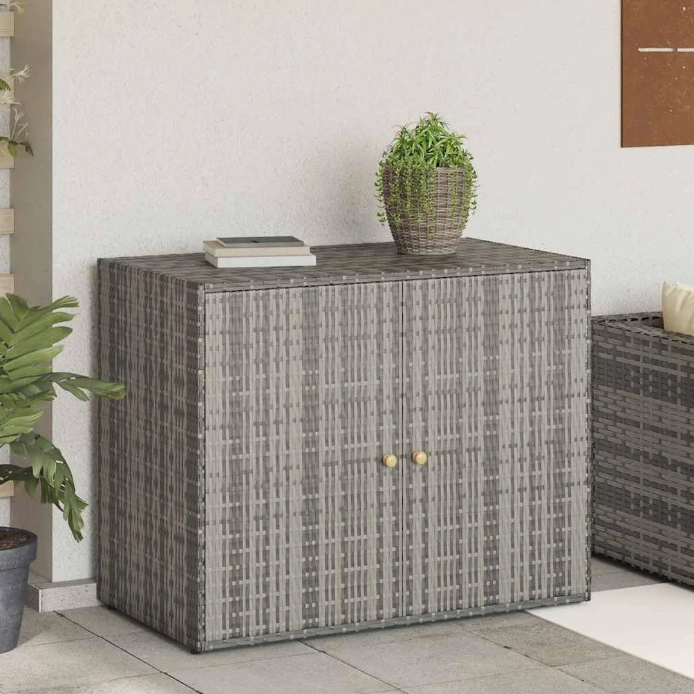 Armoire de rangement jardin Résine tressée Gris 100x55,5x80 cm