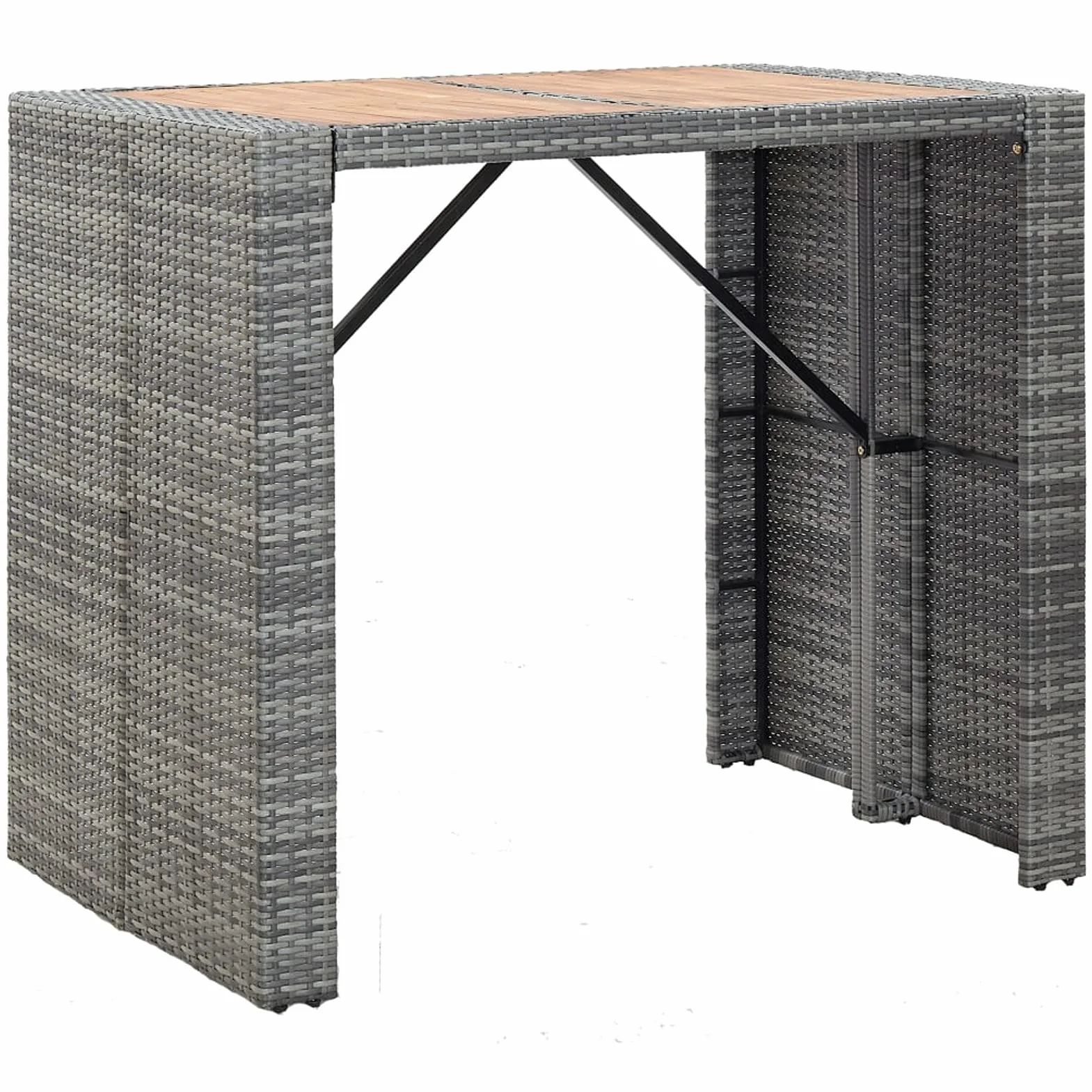 Ensemble de Bar 5 pcs Résine tressée Bois d'acacia Gris Mobilier de Jardin