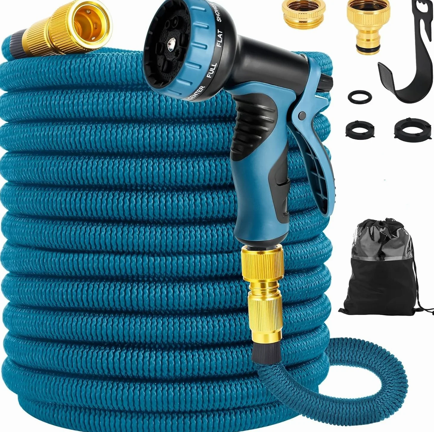 Sylken Tuyau d'arrosage extensible - 3 fois extensible - Flexible - Léger - Pistolet pulvérisateur à 10 fonctions - Tuyau d'arrosage magique pour jardinage, terrasse, voiture, lavage des animaux