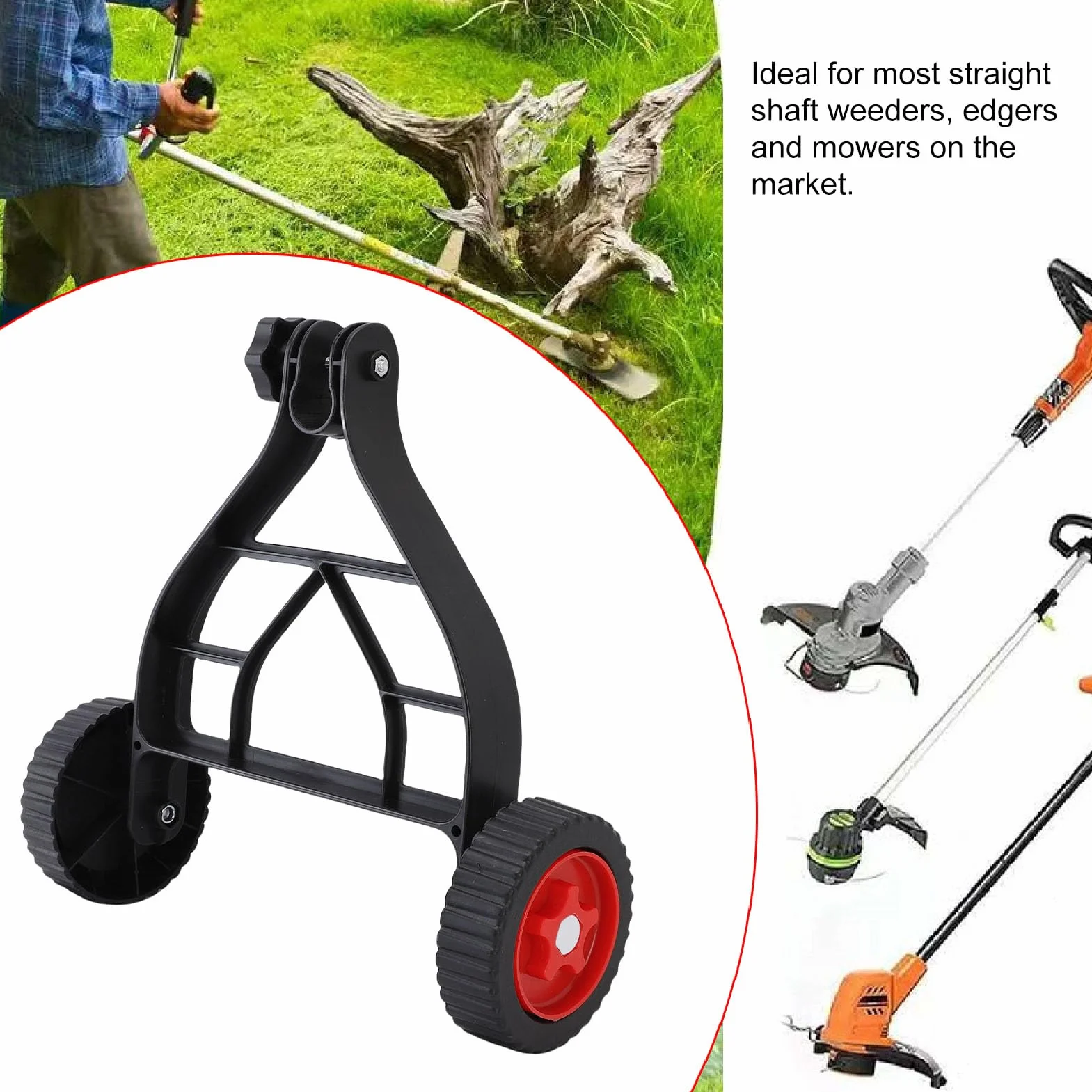 Roue de Support Réglable pour Tondeuse, Métal Plastique, Cadre Triangulaire