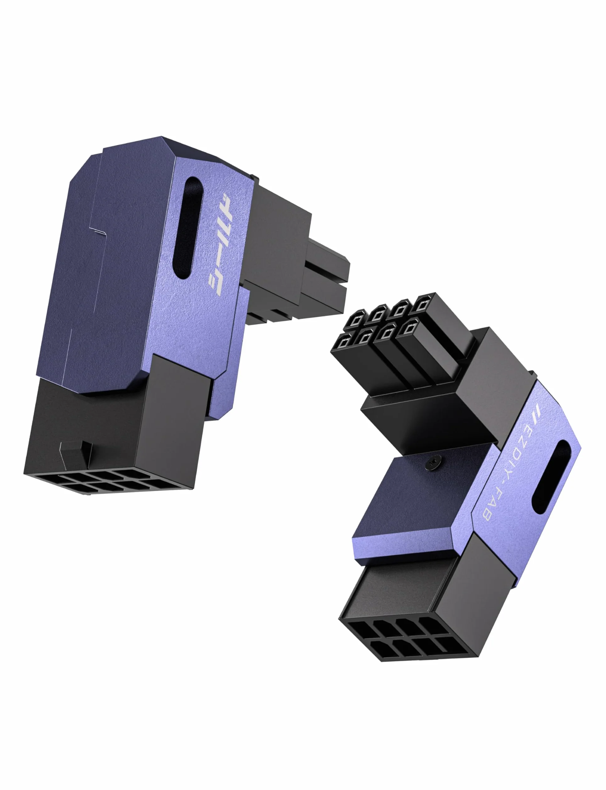 EZDIY-FAB Shield Series GPU PCIe 8 Pin Power Adapter 90 Degree Angled Connector Aluminum Design for Graphics Cards - Standard Type, Violet - 2 Pack