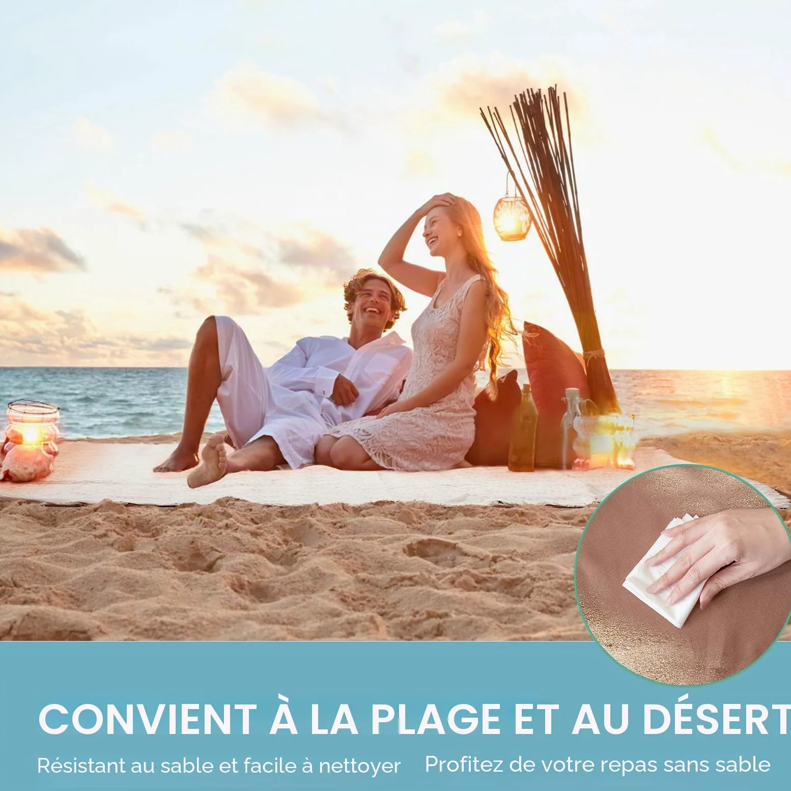 Tiny Land Couverture de Pique-Nique 2 en 1 imperméable pour l'extérieur, Grand Tapis de Plage Pliable pour 4 à 6 Adultes, Parfaite pour Le Yoga, Le Stade, la Voiture, Meilleur Cadeau pour Couple et
