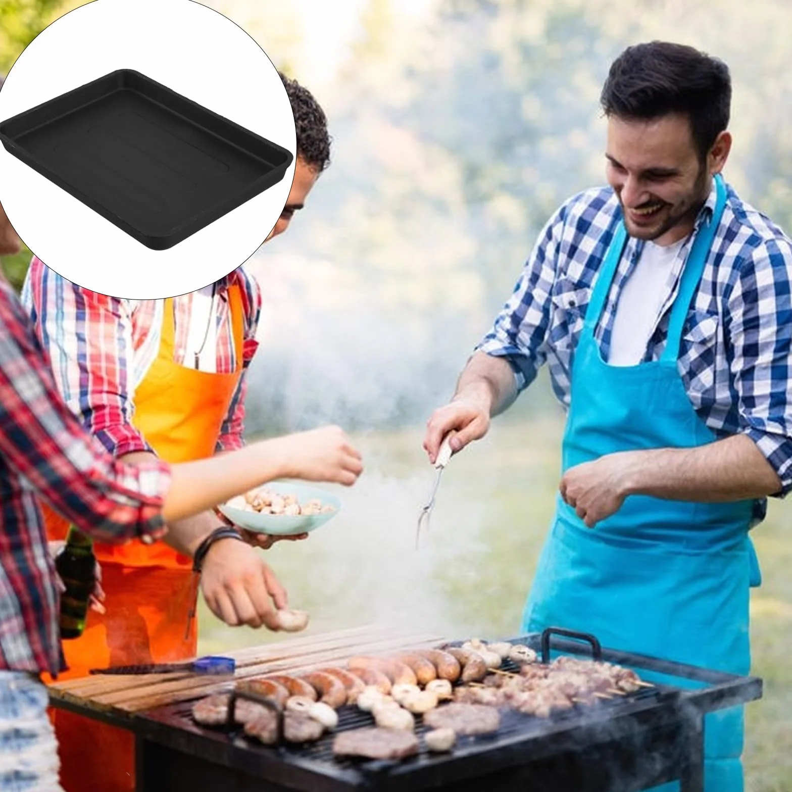 Plaque de Cuisson en Fonte 40x30cm pour Barbecue, Poêle à Griller Anti-adhésive Four et Grillades