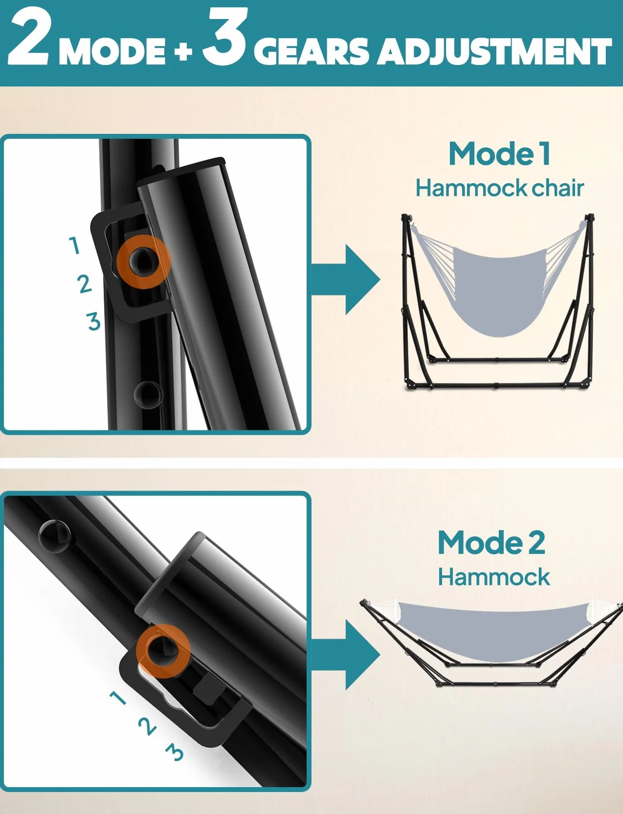 ANYOO Hamac avec Support Pliable Portable Double Usage Intérieur Extérieur