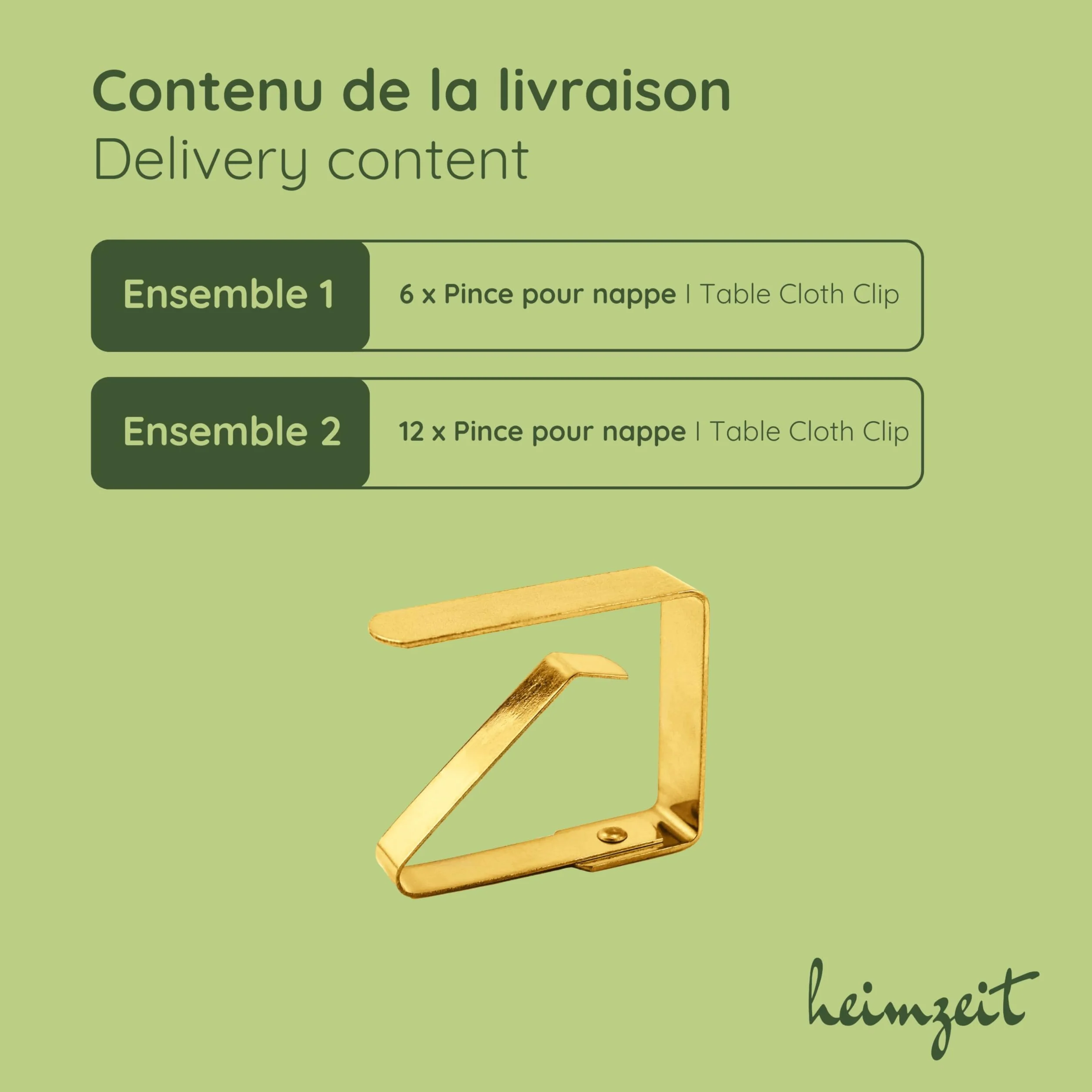Pinces à Nappe en Acier Inoxydable 6 Pièces 6,5 cm Or pour Tables 3-5 cm