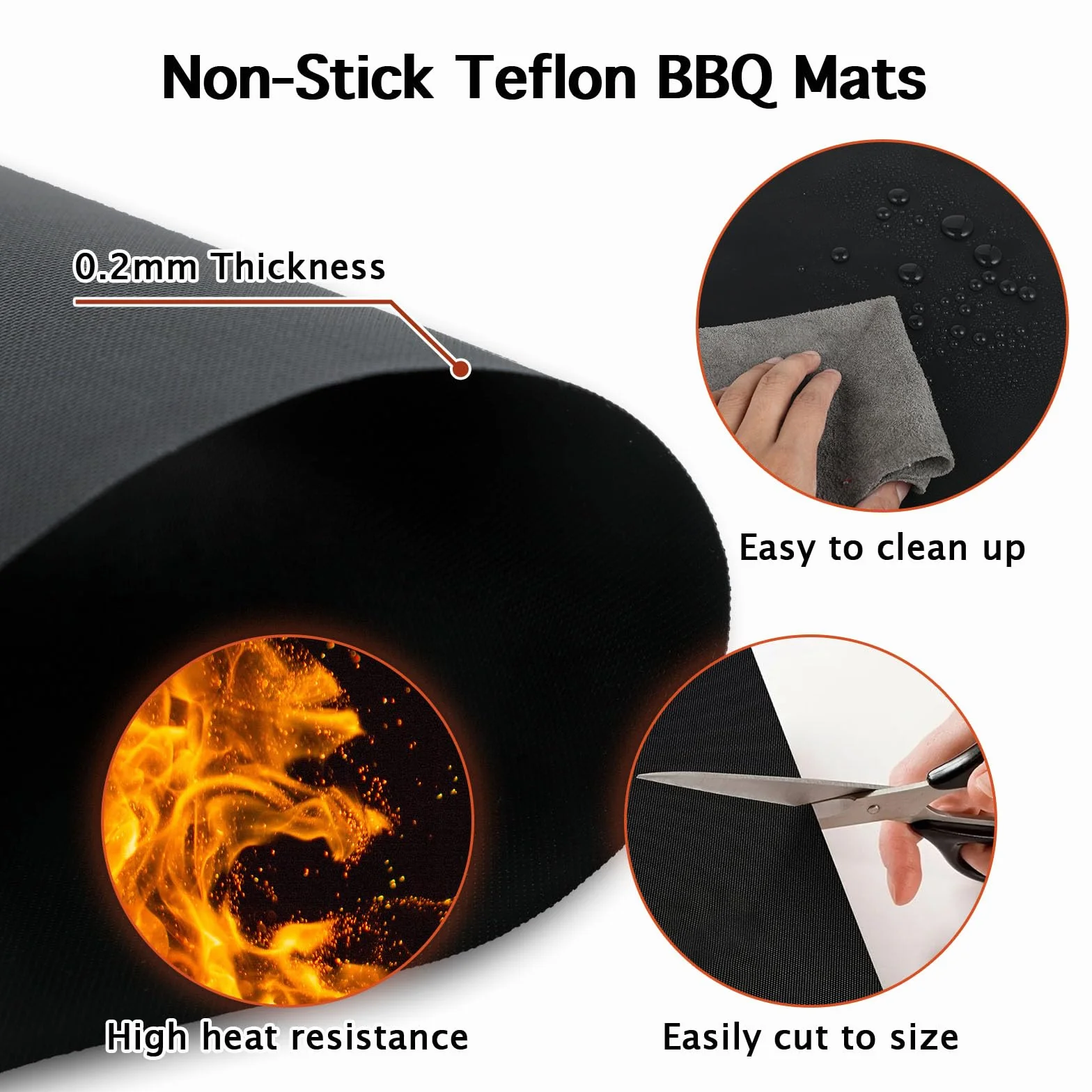 Tapis de Barbecue Antiadhésifs en Téflon 40x33cm Lot de 5 Reutilisable sans PFOA