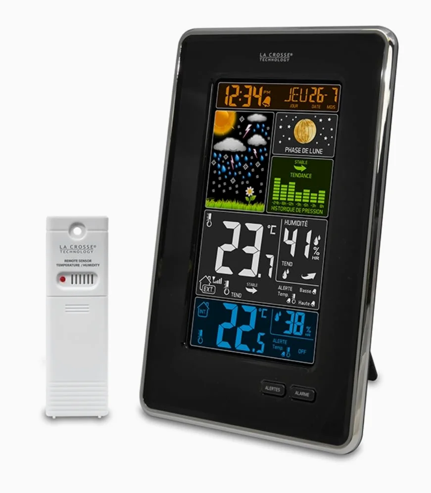 La Crosse Technology WS6835 Station Météo Colorée avec Phases de Lune - Noir