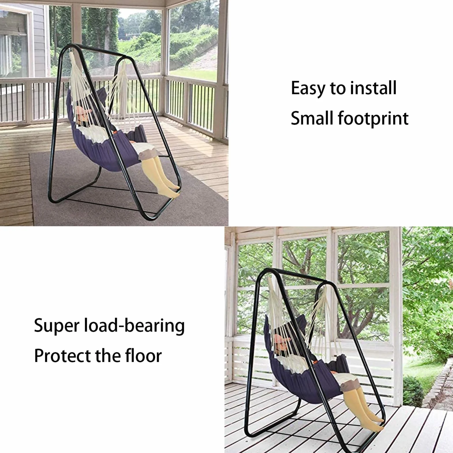 Support de balancelle en A, métal, forte capacité de charge, base renforcée anti-déformation, chaise suspendue extérieur