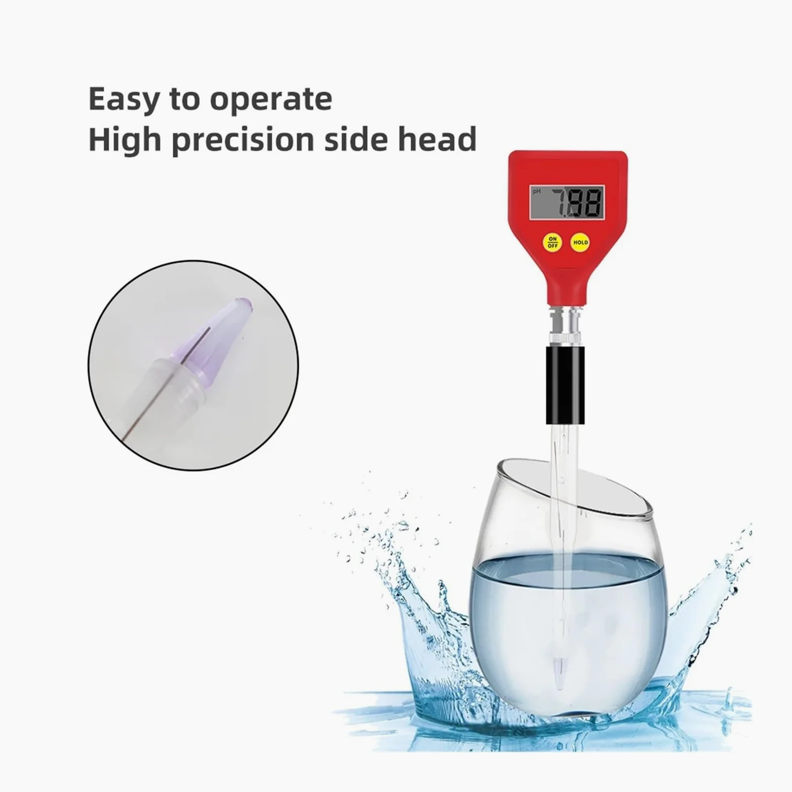 Testeur de pH portable PH-98108, électrode en verre, détecteur de qualité de l'eau for aquarium, eau, nourriture, froma, lait, sol