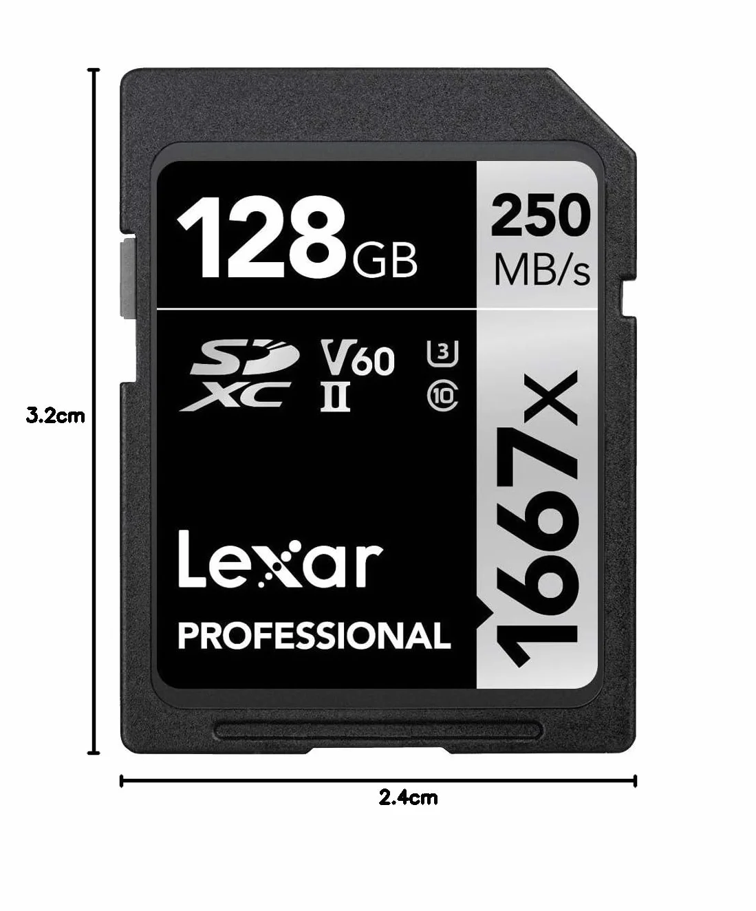 Lexar Professional 1667x Carte SD 128Go SDXC UHS-II 250 Mo/s Lecture Class 10 U3 V60