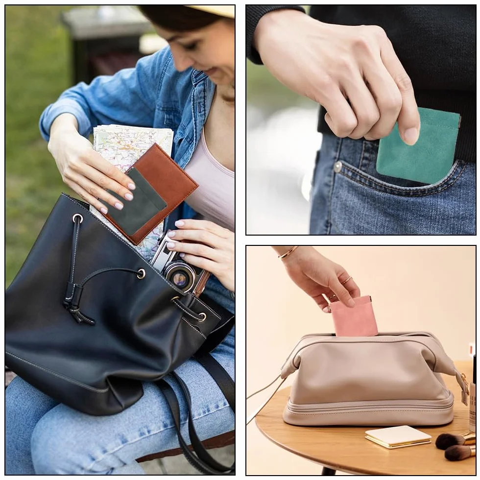 Pochette Maquillage en Cuir PU, Mini Sac Set Imperméable avec Fermeture À Ressort pour Clés et Accessoires