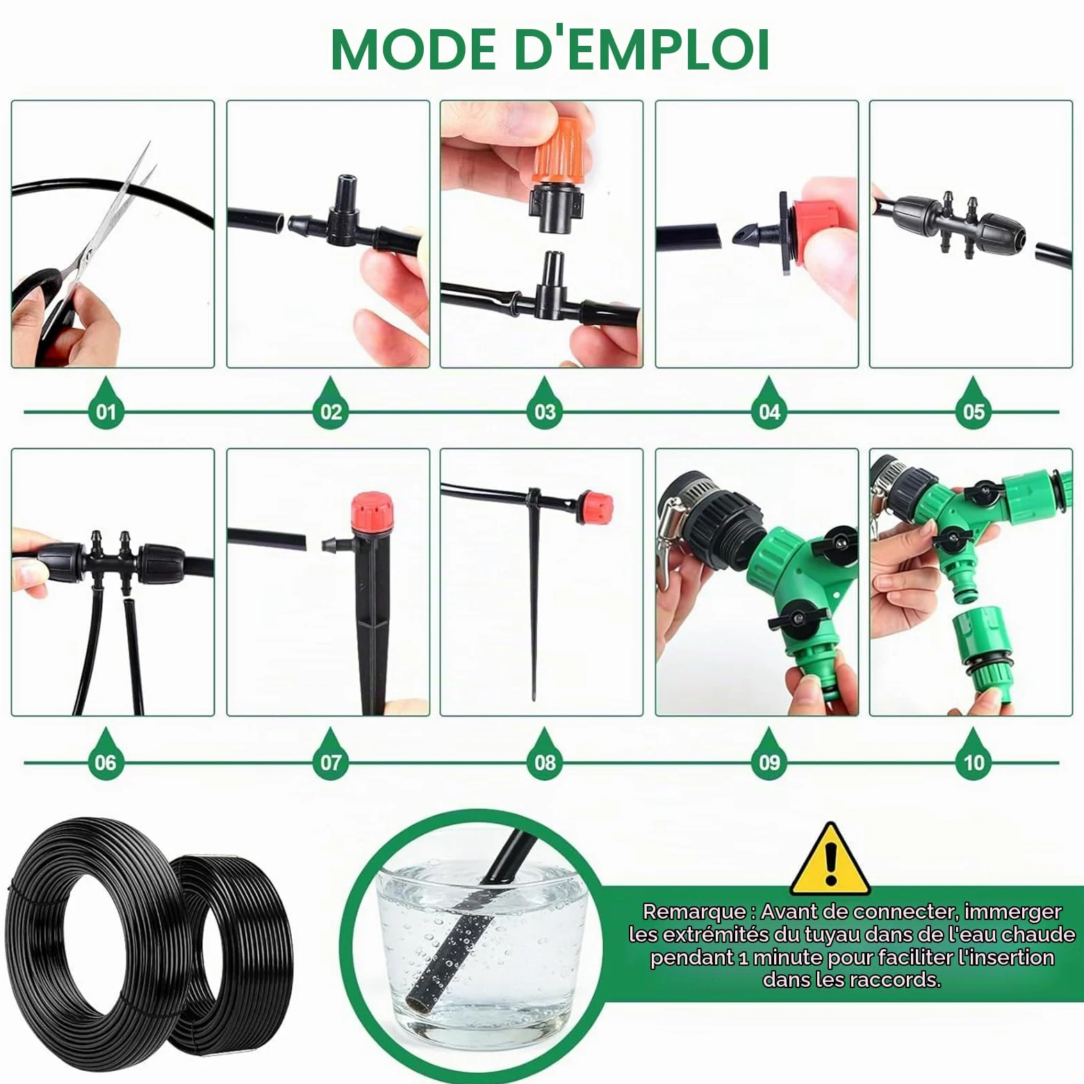 Système d'irrigation Jardin, 315Pcs Kit d'irrigation Goutte, Kit d'irrigation Goutte à Goutte Automatique avec 60m + 15m Tuyau, Kit arrosage Automatique pour Jardin pelouse Serre Plantes
