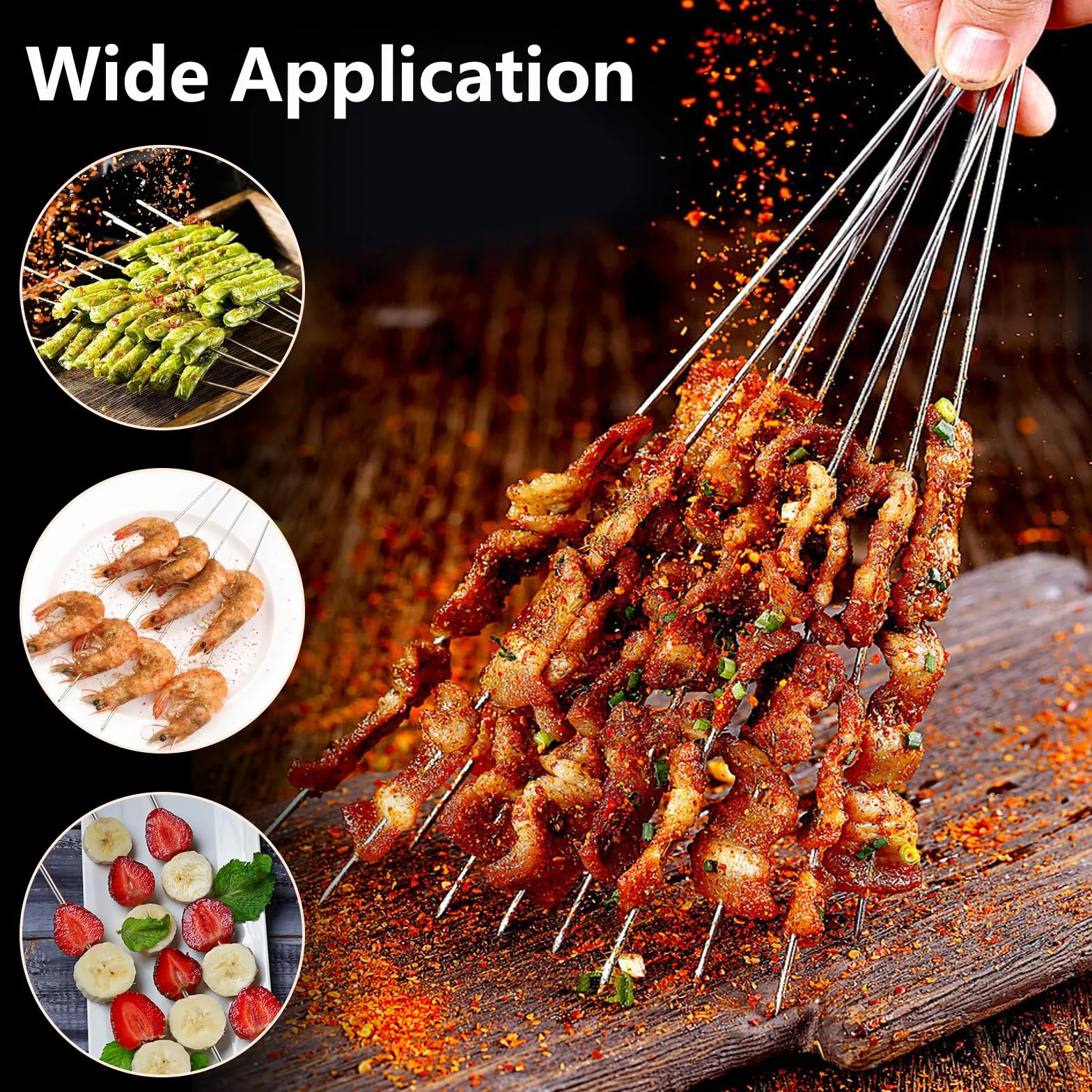Brochettes pour Barbecue 20 Pièces en Acier Inoxydable 25 cm Réutilisables