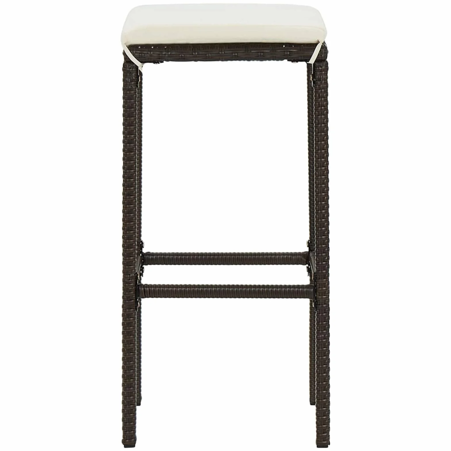 Ensemble de Bar de Jardin Résine Tressée Marron 1 Table 3 Tabourets avec Coussins
