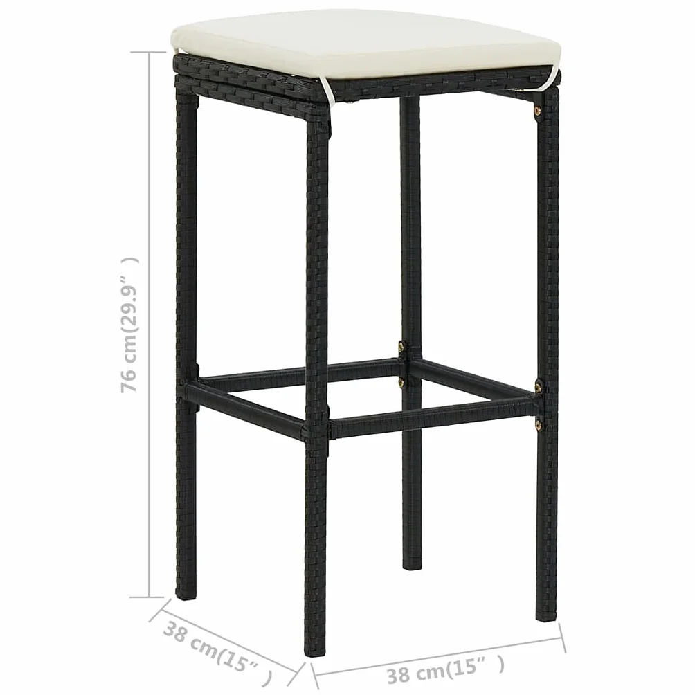 Ensemble de Bar de Jardin 5 pcs Résine tressée Noir Toshilian