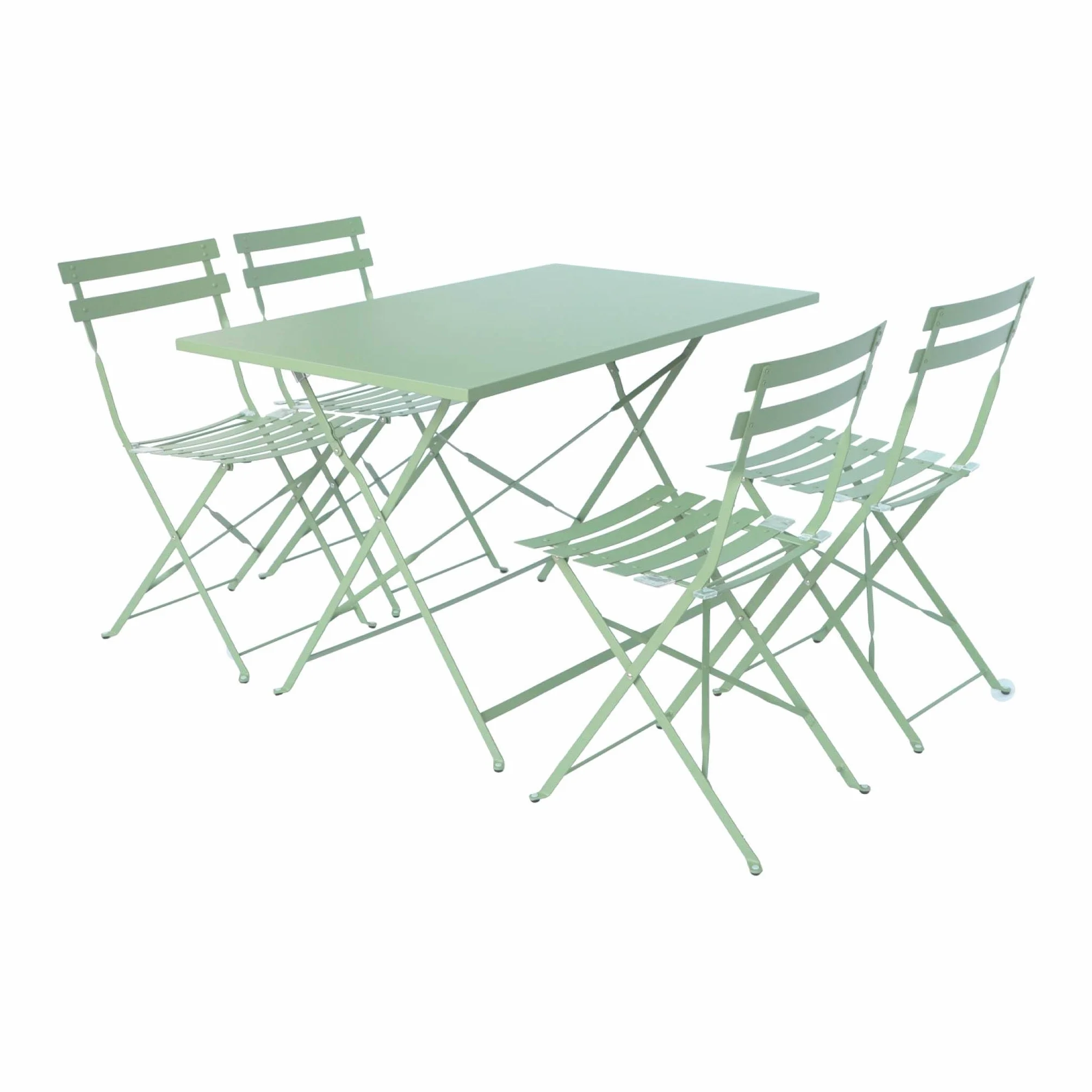 Table de Jardin Bistrot Pliante Métal 110x70cm + 4 Chaises Pliantes Acier Thermolaqué