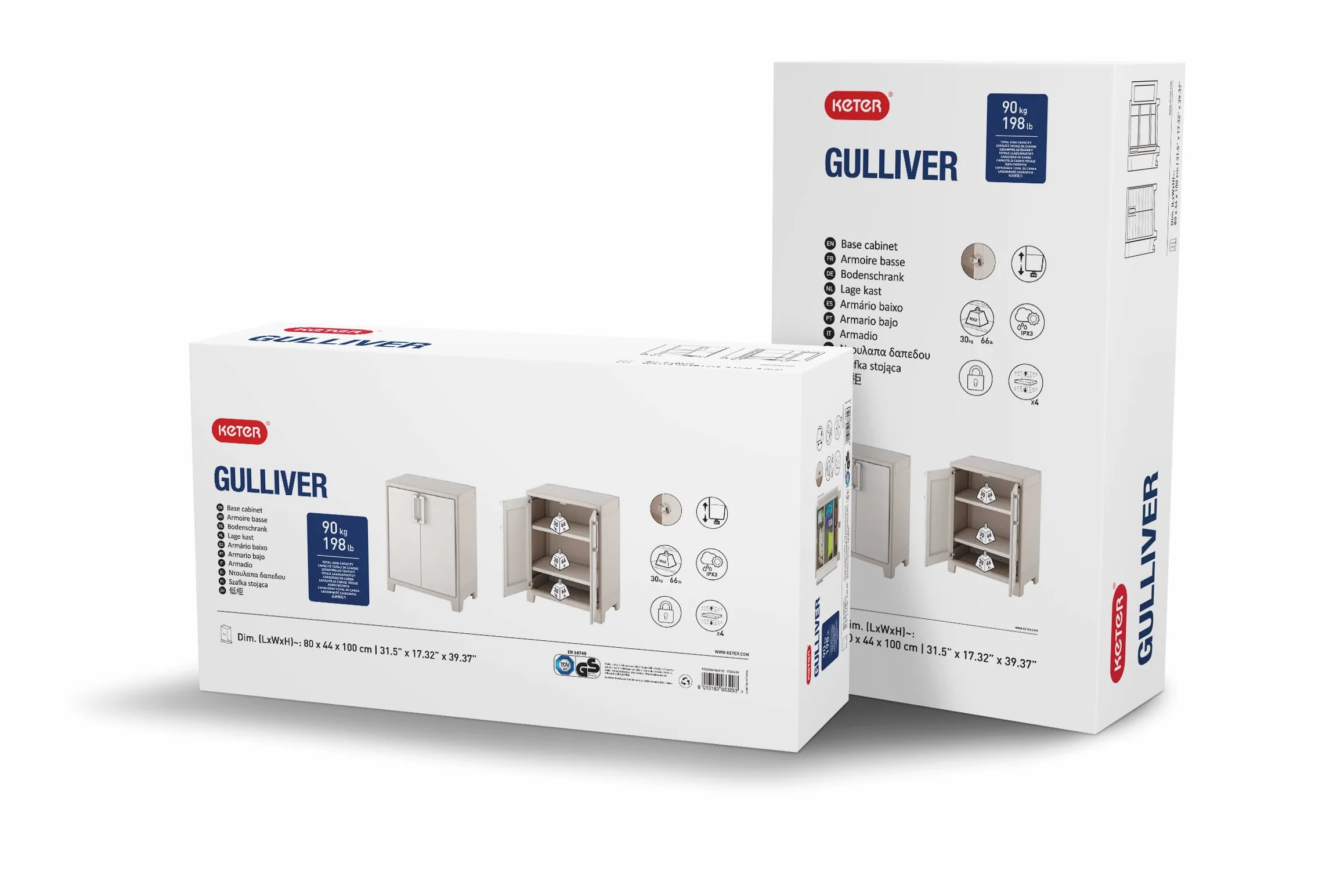 Keter Armoire Basse Gulliver Armoire de Rangement Résine 80 x 44 x 99.5 cm Beige Sable