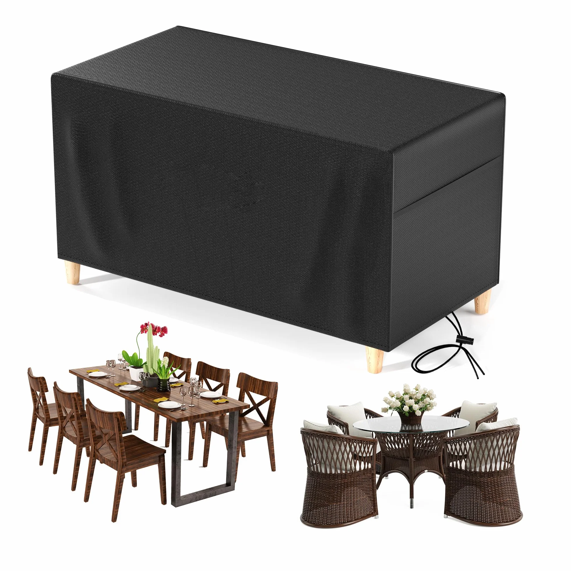 Housse Table de Jardin 230x110x75cm 420D Oxford Bâche Résistante Intempéries Déchirures