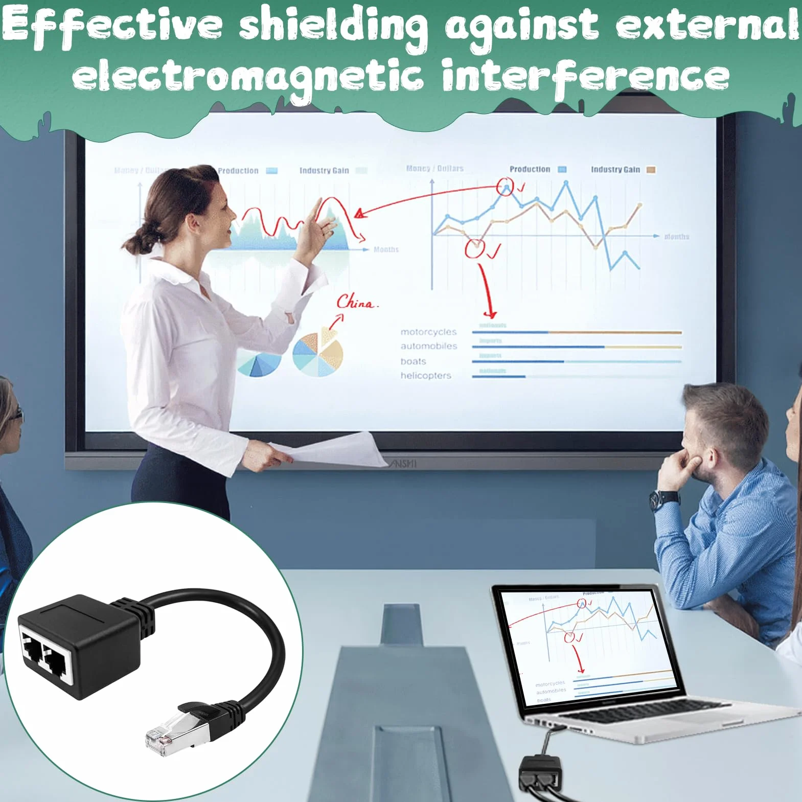 Menibeuty Lot de 2 répartiteurs RJ45 LAN Ethernet Extender 1 vers 2 pour Cat5 Cat5e Cat6 Cat7