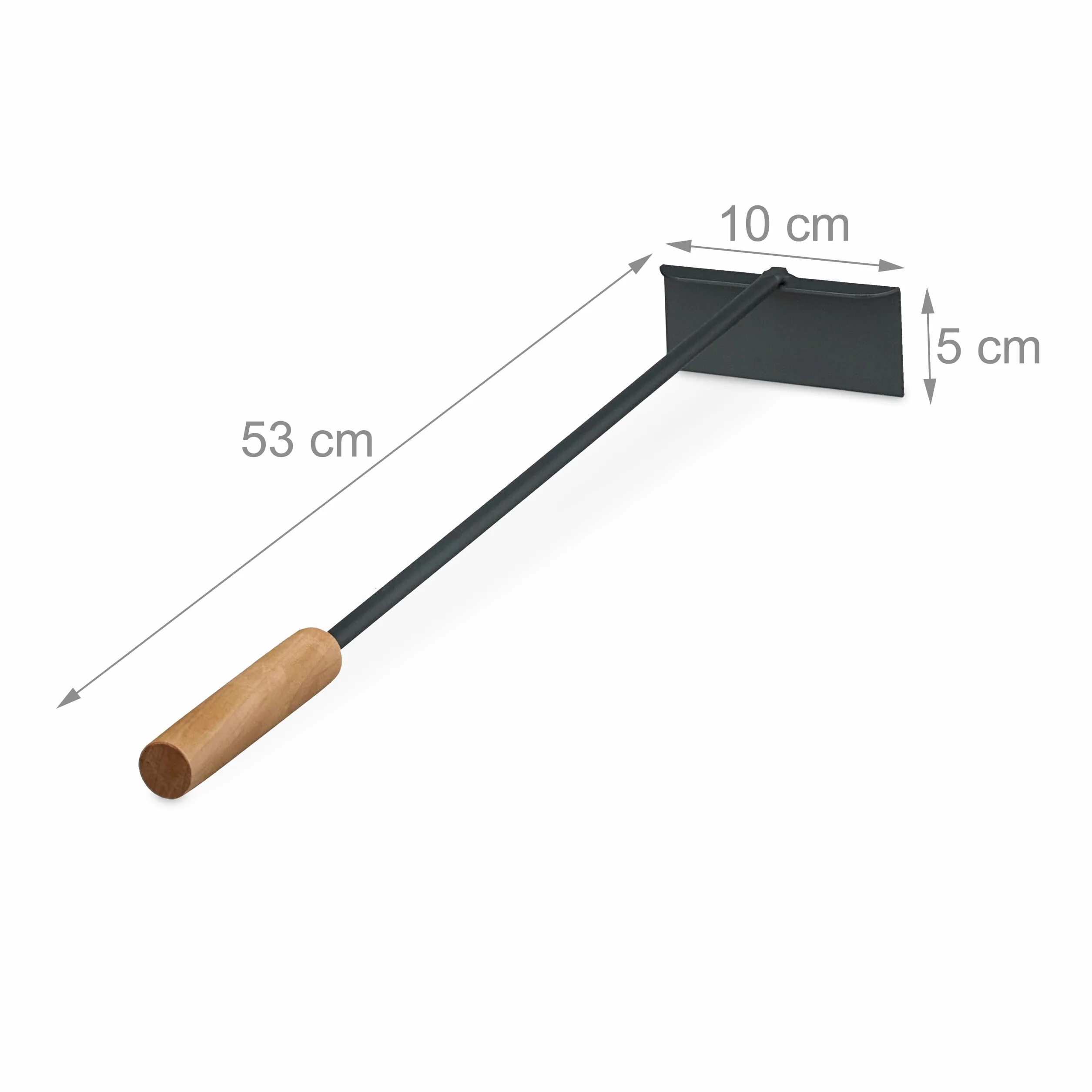 Relaxdays Gratte-Cendres 53 cm Manche en Bois Métal Barbecue Cheminée Four Noir Naturel