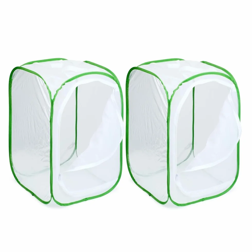 Lot de 2 cages habitat à insectes et papillons - Pour terrarium - 2 x 15,7 x 15,7 x 23,6 cm - Blanc durable + vert